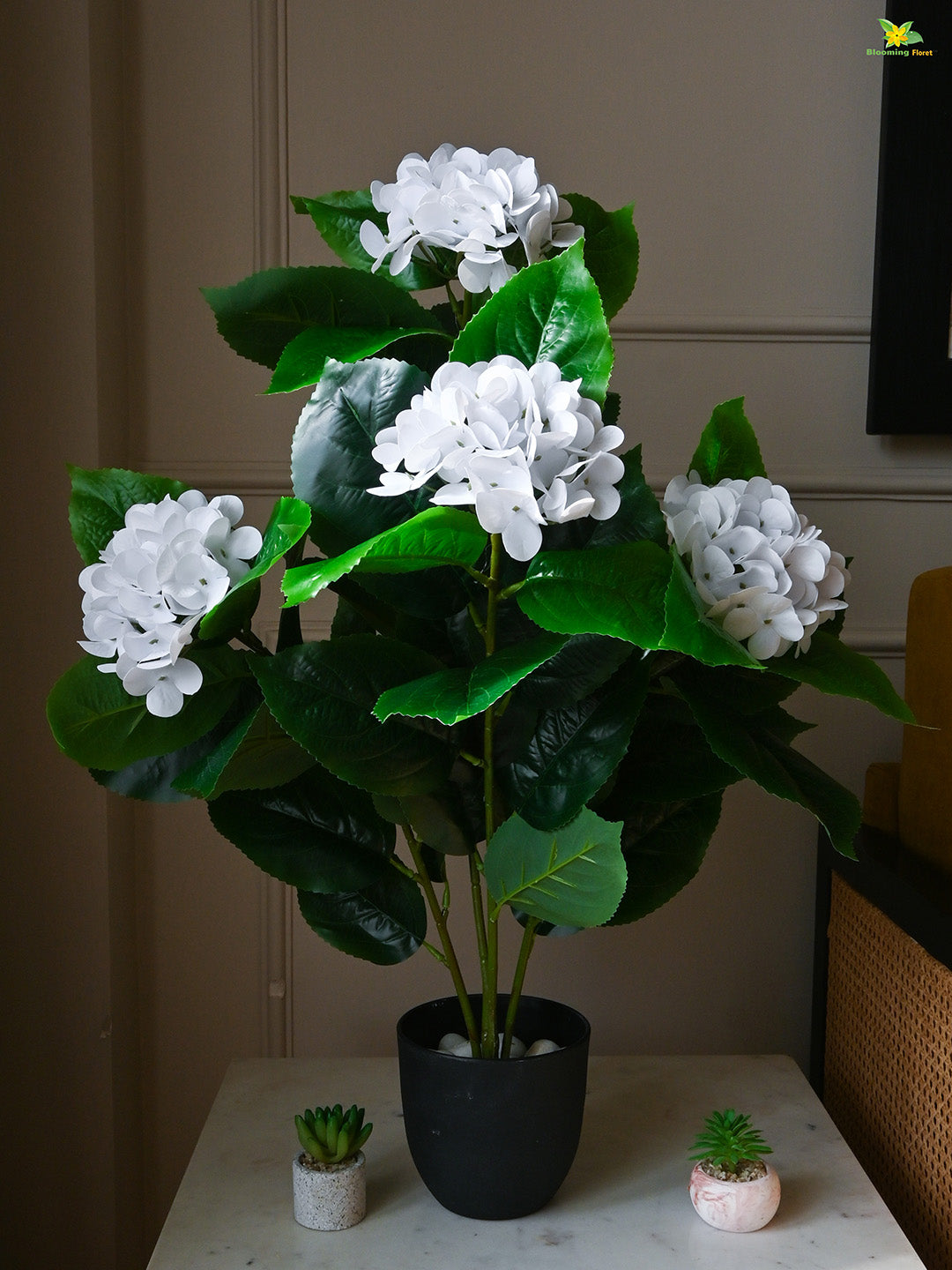 Artificial Hydrangea Flower Bunch - White
