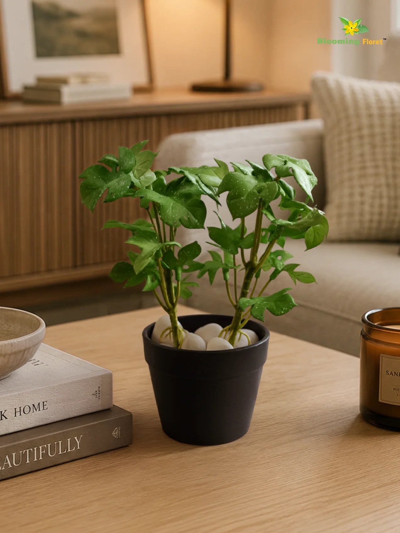 Artificial Mini Monstera Succulent | Light Green | 15 cm