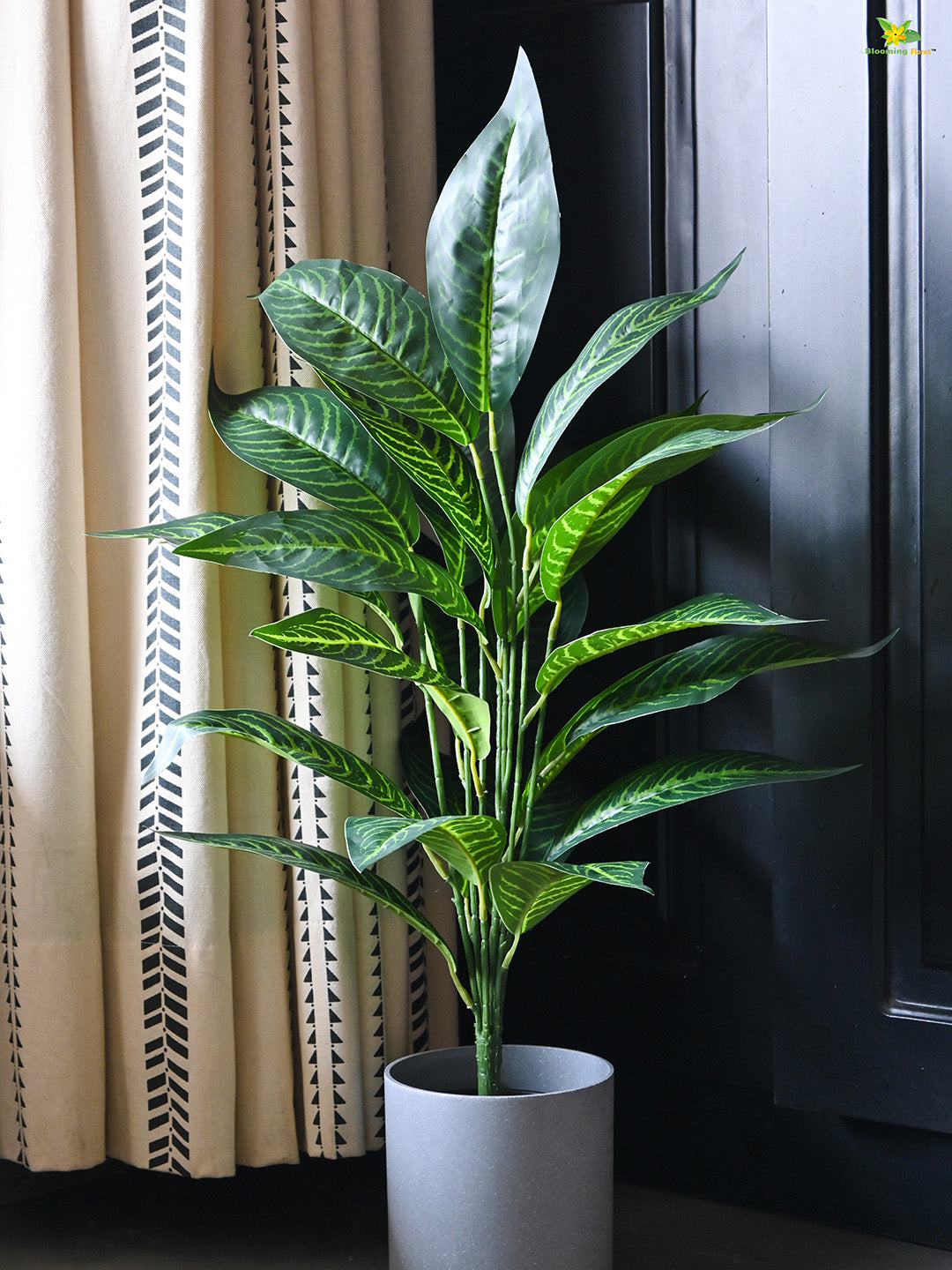 Artificial Green Iceton Croton Plant For Decor having 26 Leaves with Pot | 71.1 cm Tall Plant