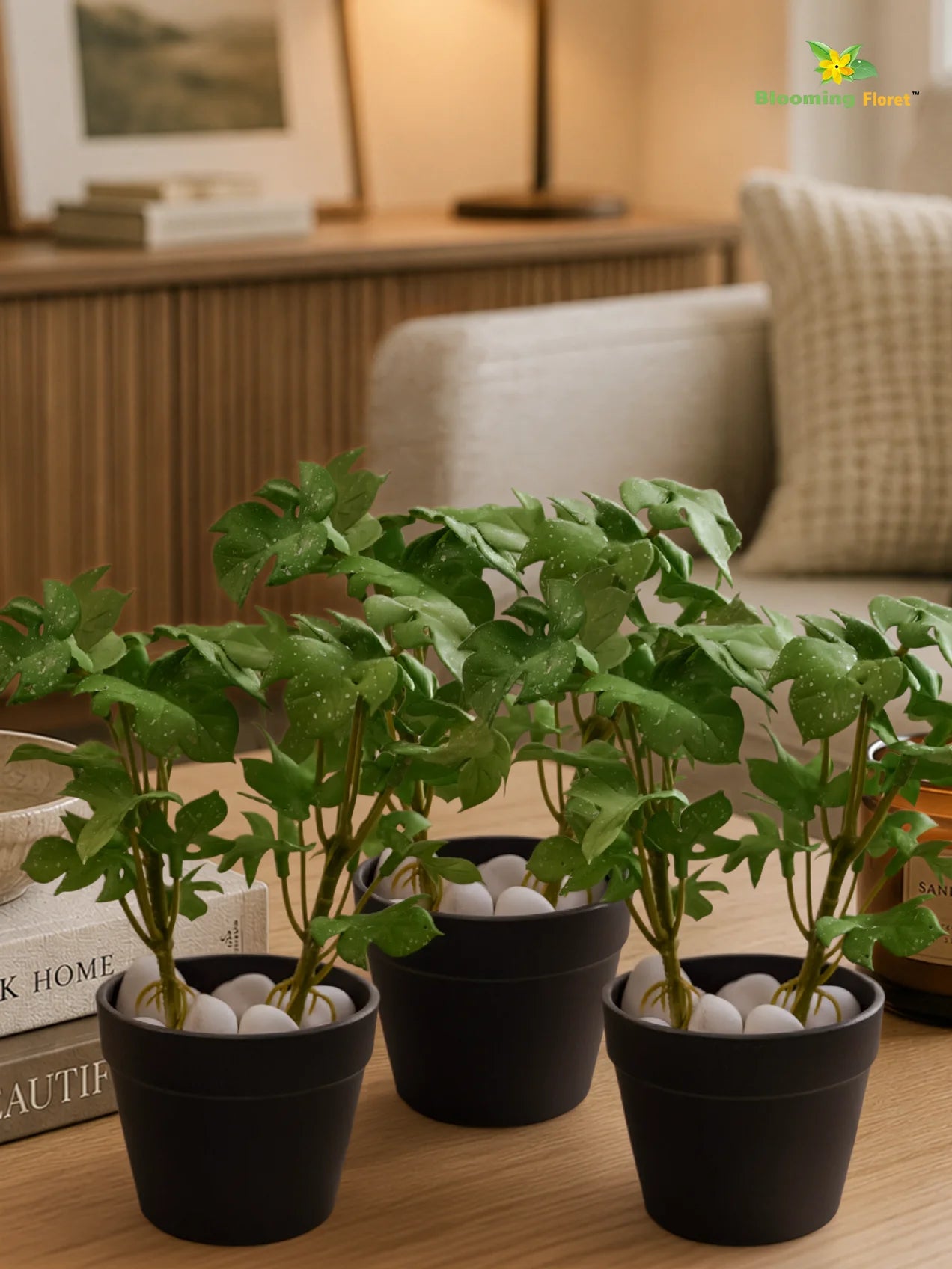Artificial Mini Monstera Succulent | Green | 15 cm | Set of 3