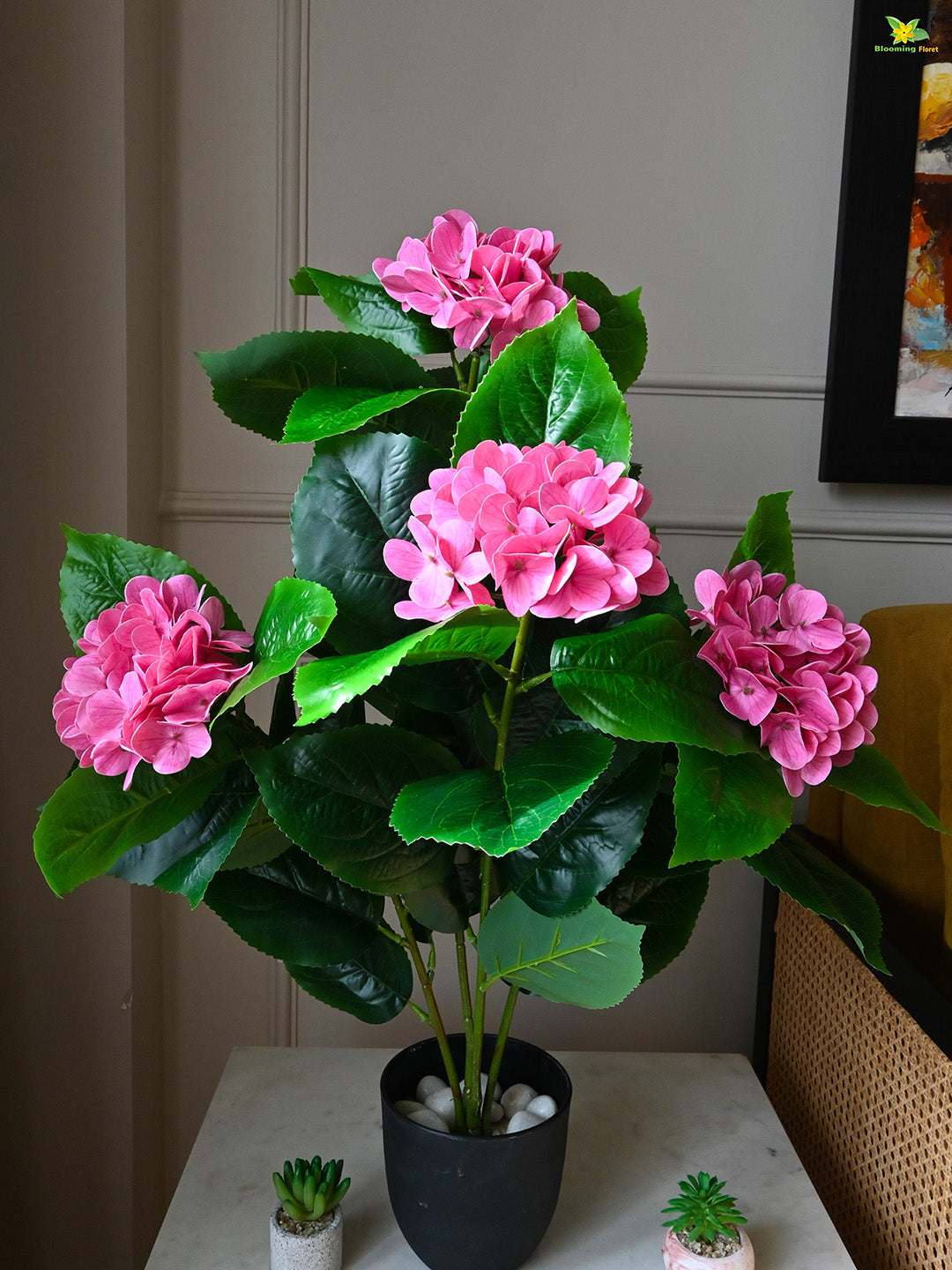 Artificial Hydrangea Flower Bunch - Dark Pink