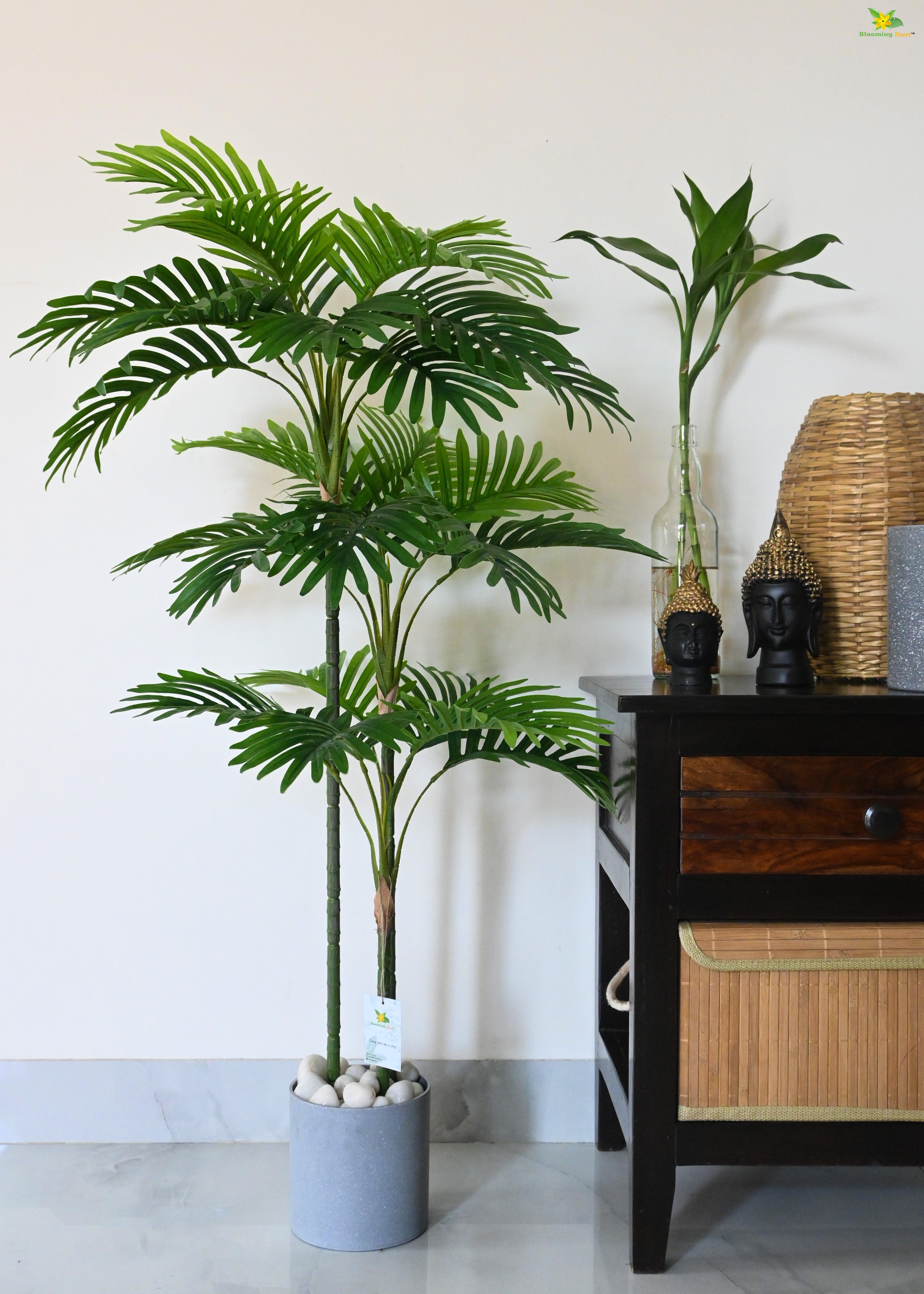 Artificial Areca Palm Plant for Decor 3 Stem 27 Leaves with Basic Pot | 109.2 cm