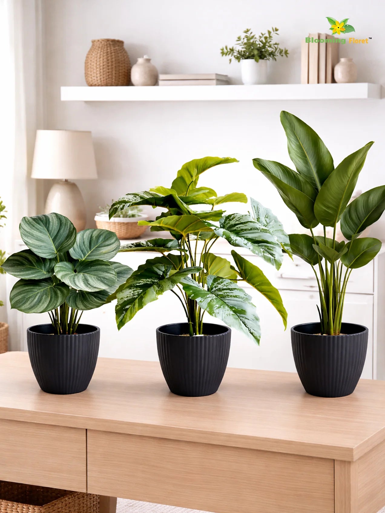 Elegant Ribbed Melamine Pot | Black | 15 cm | Set of 3