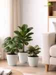 Elegant Ribbed Melamine Pot | White | 16 cm | Set of 3