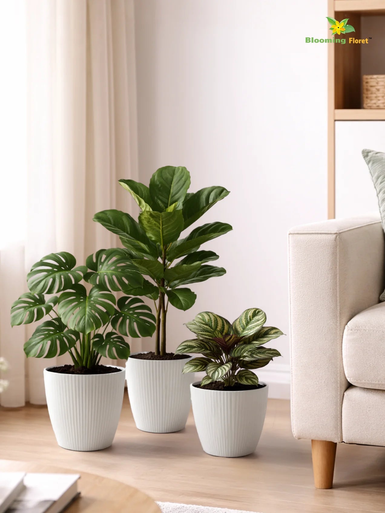 Elegant Ribbed Melamine Pot | White | 16 cm | Set of 3