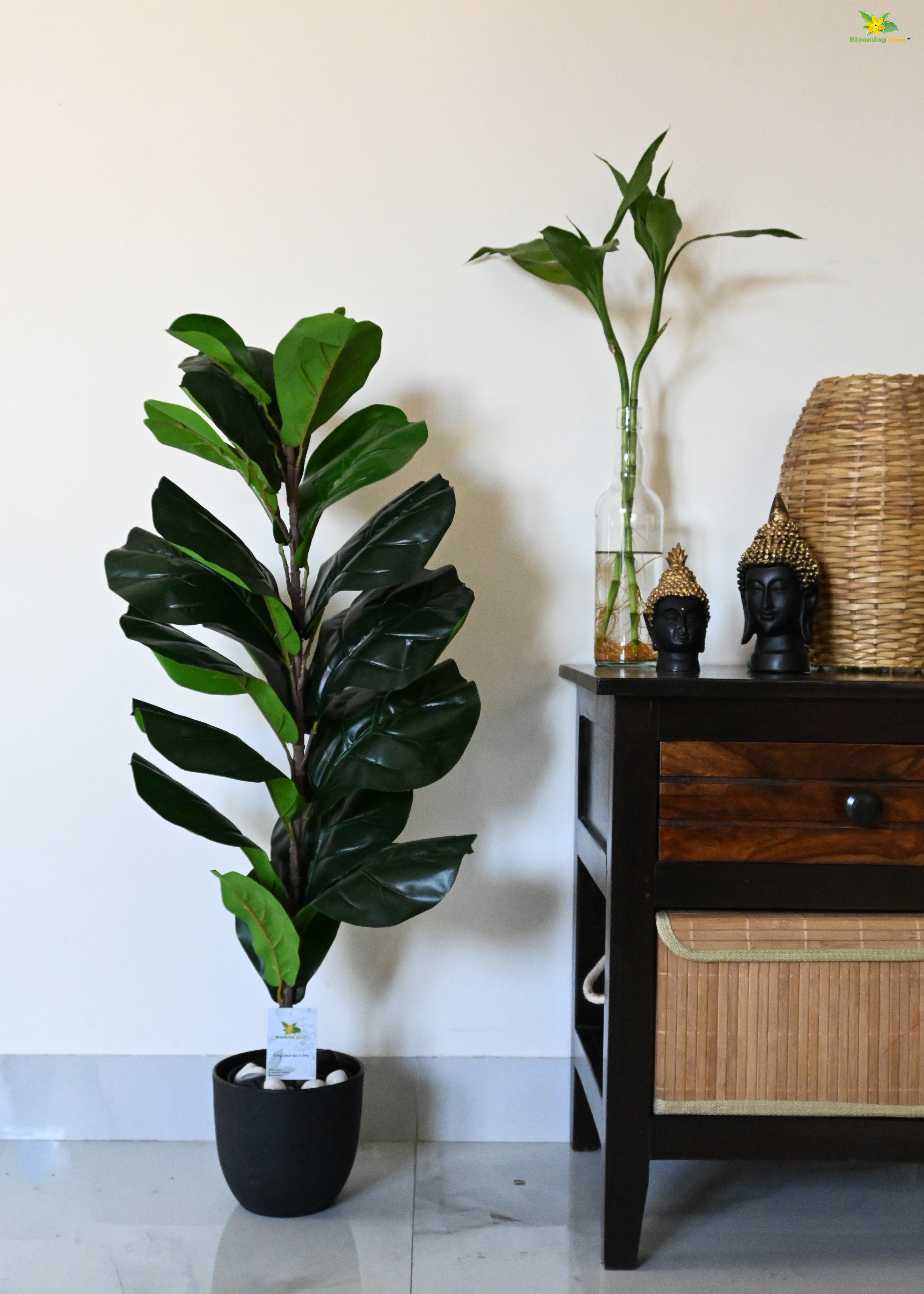 Artificial Fiddle-Leaf Fig Plant for Decor 21 Leaves with Basic Pot | 86.3 cm