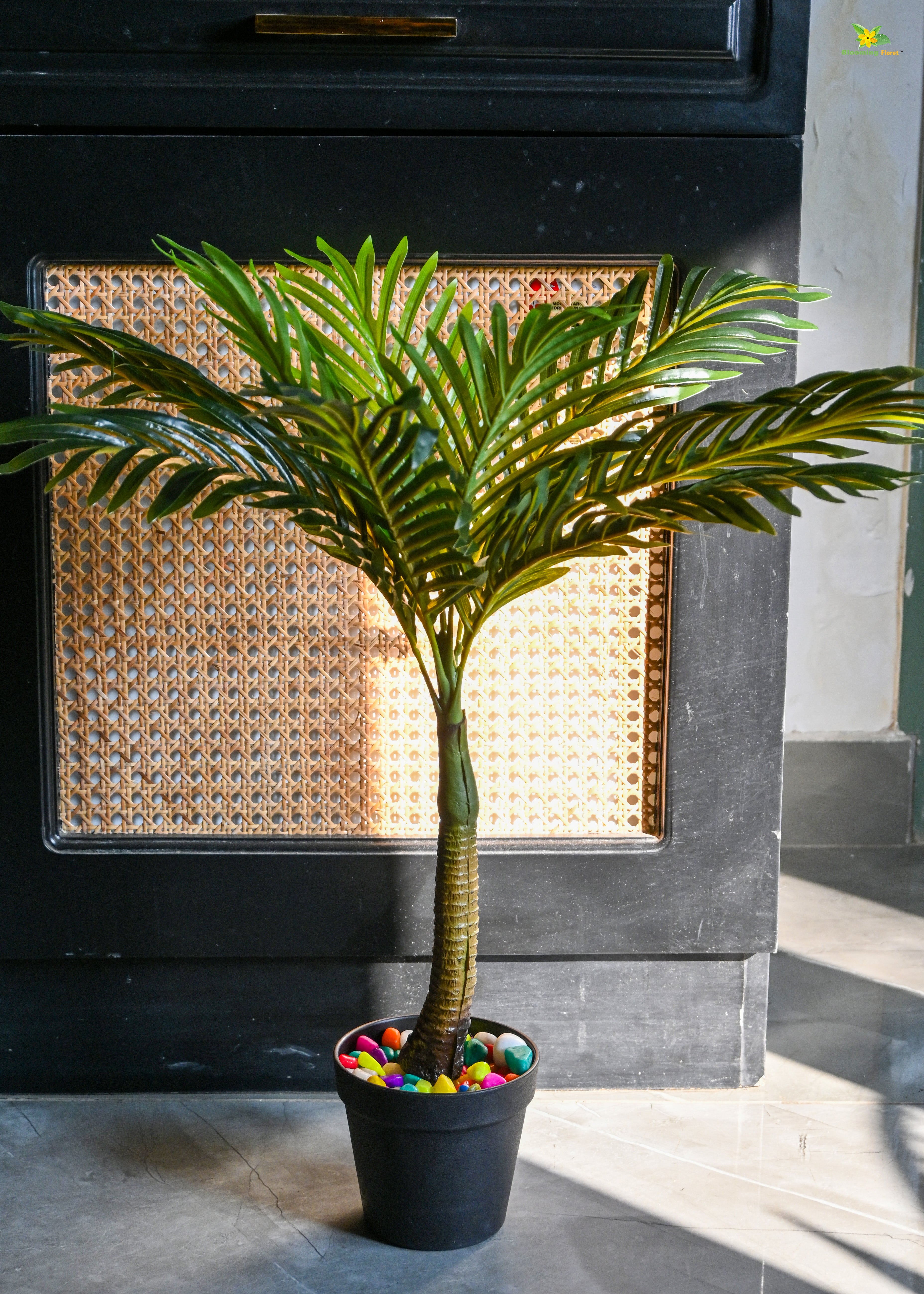 Artificial Bonsai Palm Tree for Decor | 9 Leaves With Basic Pot | 68.5 cm