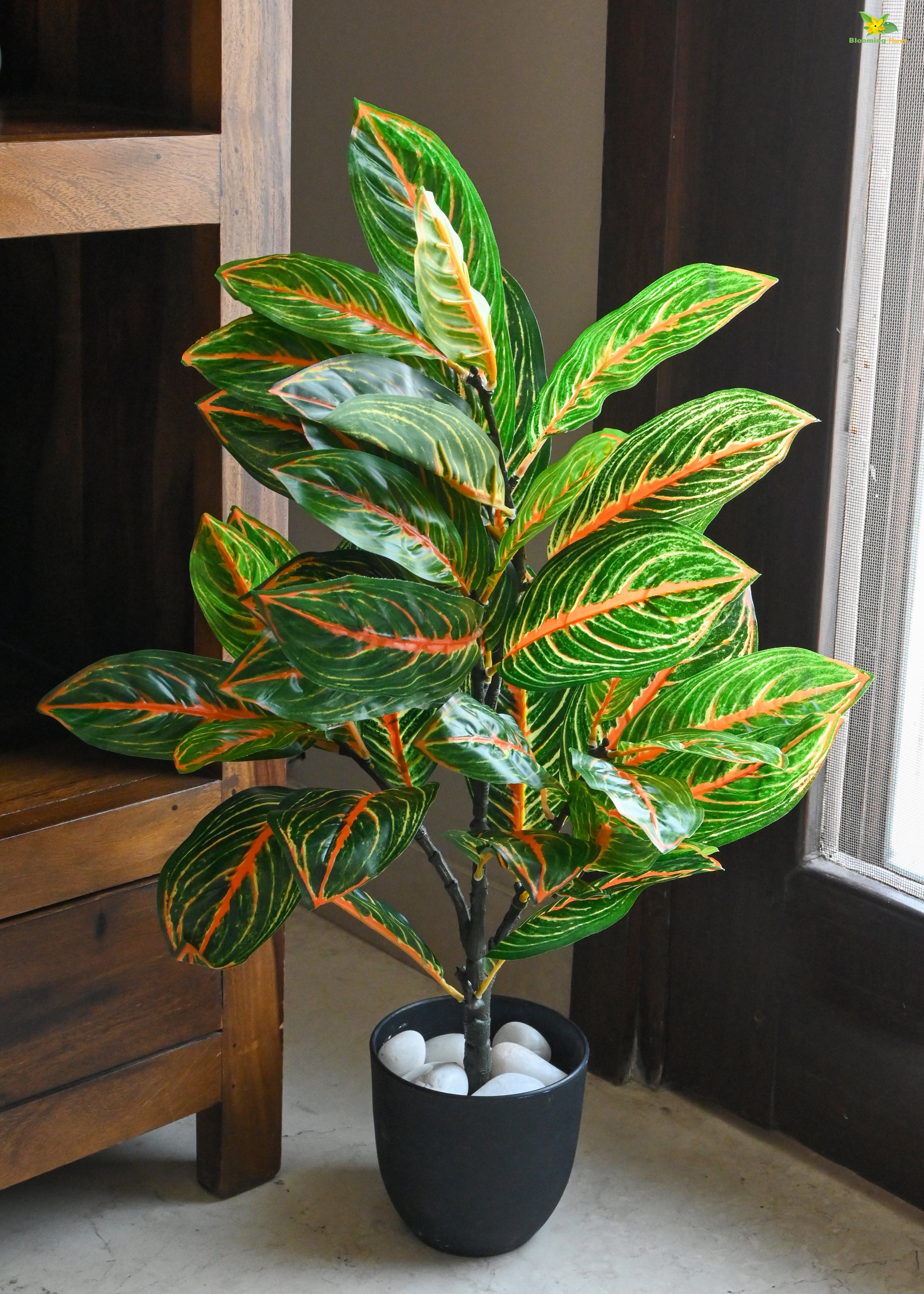 Artificial Aglaonema Plant for Decor 30 Leaves with Basic Pot | 65 cm