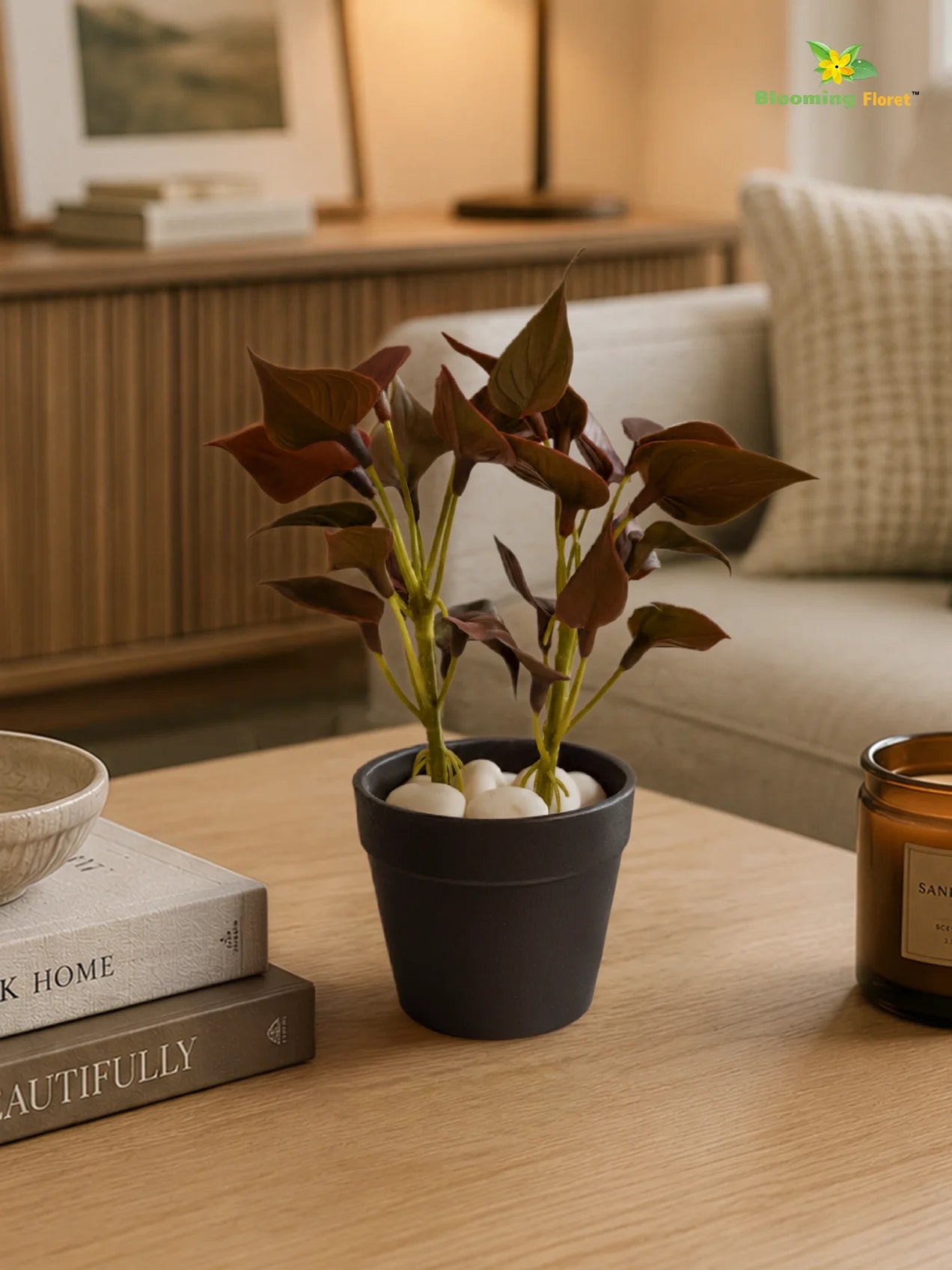 Artificial Money Plant Succulent | Maroon | 15 cm