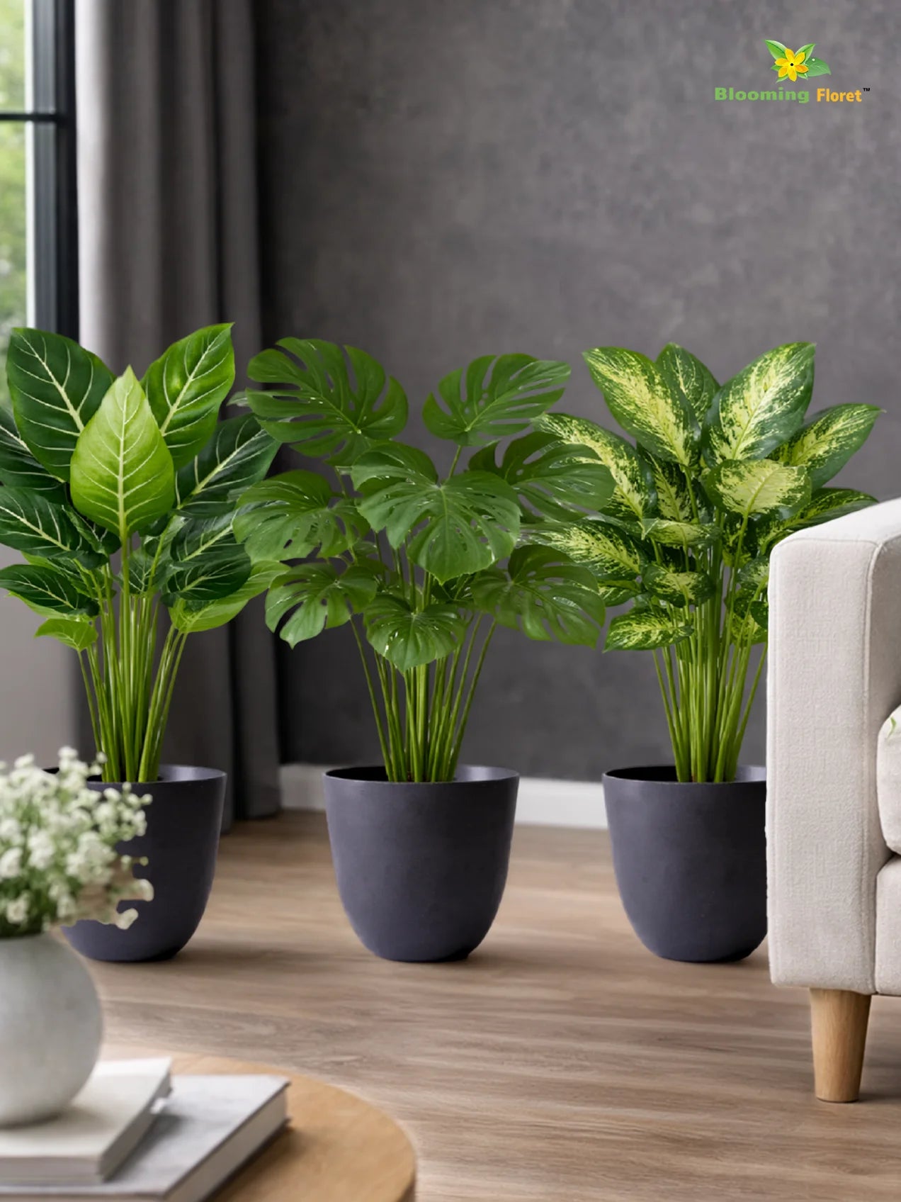 Black Round Planter | 17 cm | Set of 3