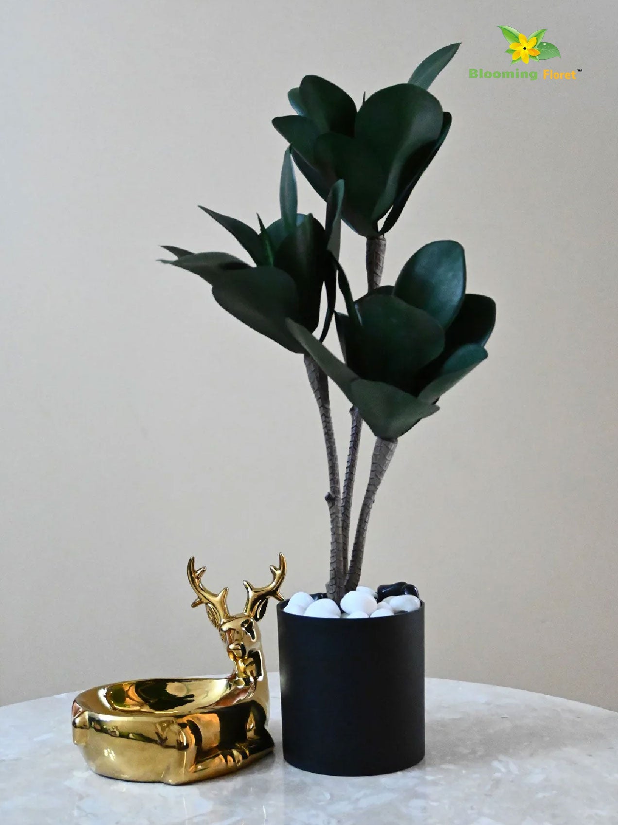 Artificial Kalanchoe Pick Plant For Decor 58.4 cm- 28 Dark Green Leaves With Basic Pot