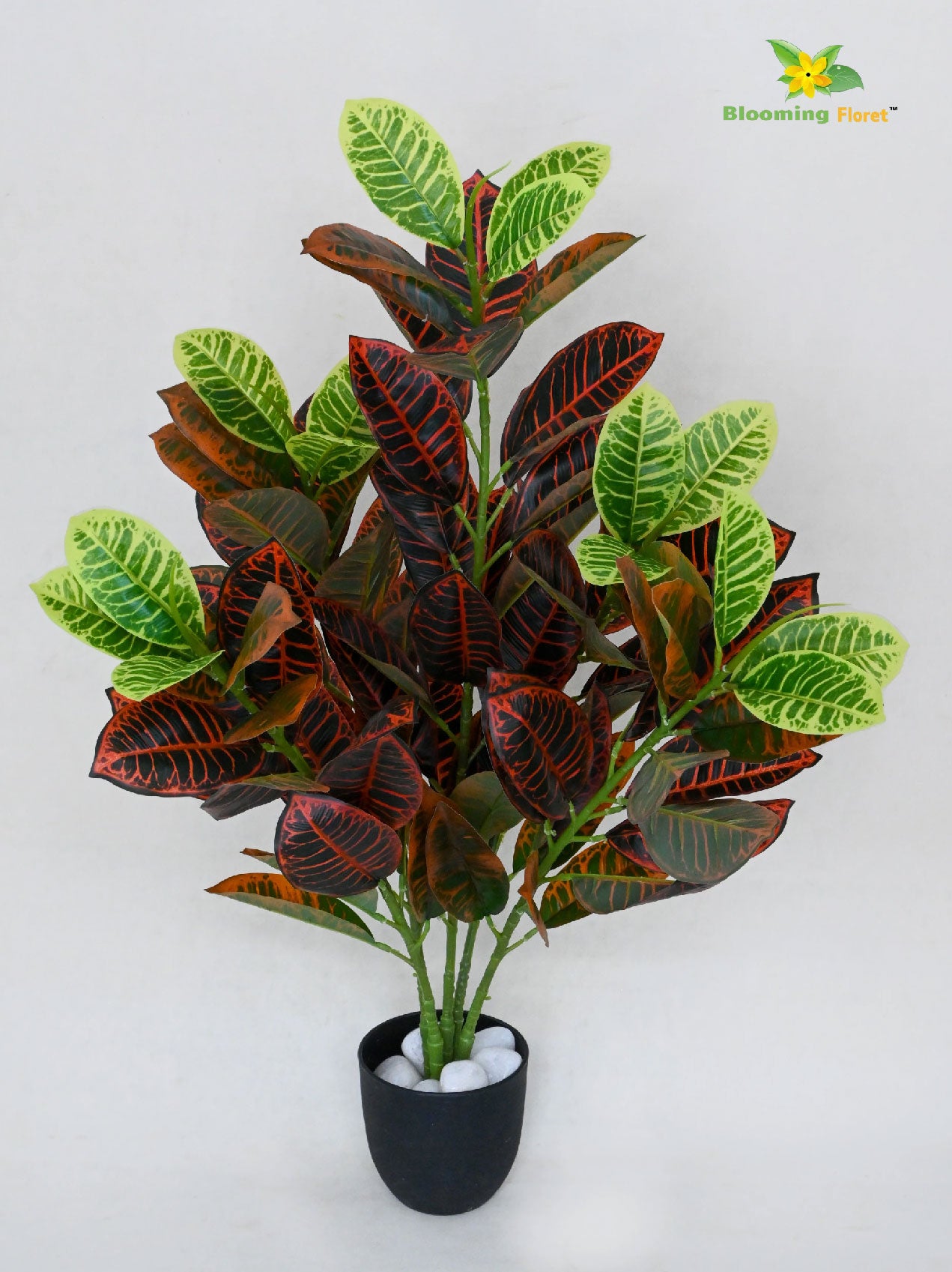 Artificial Garden Croton Plant – 85.9 cm, 104 Leaves, with Basic Pot