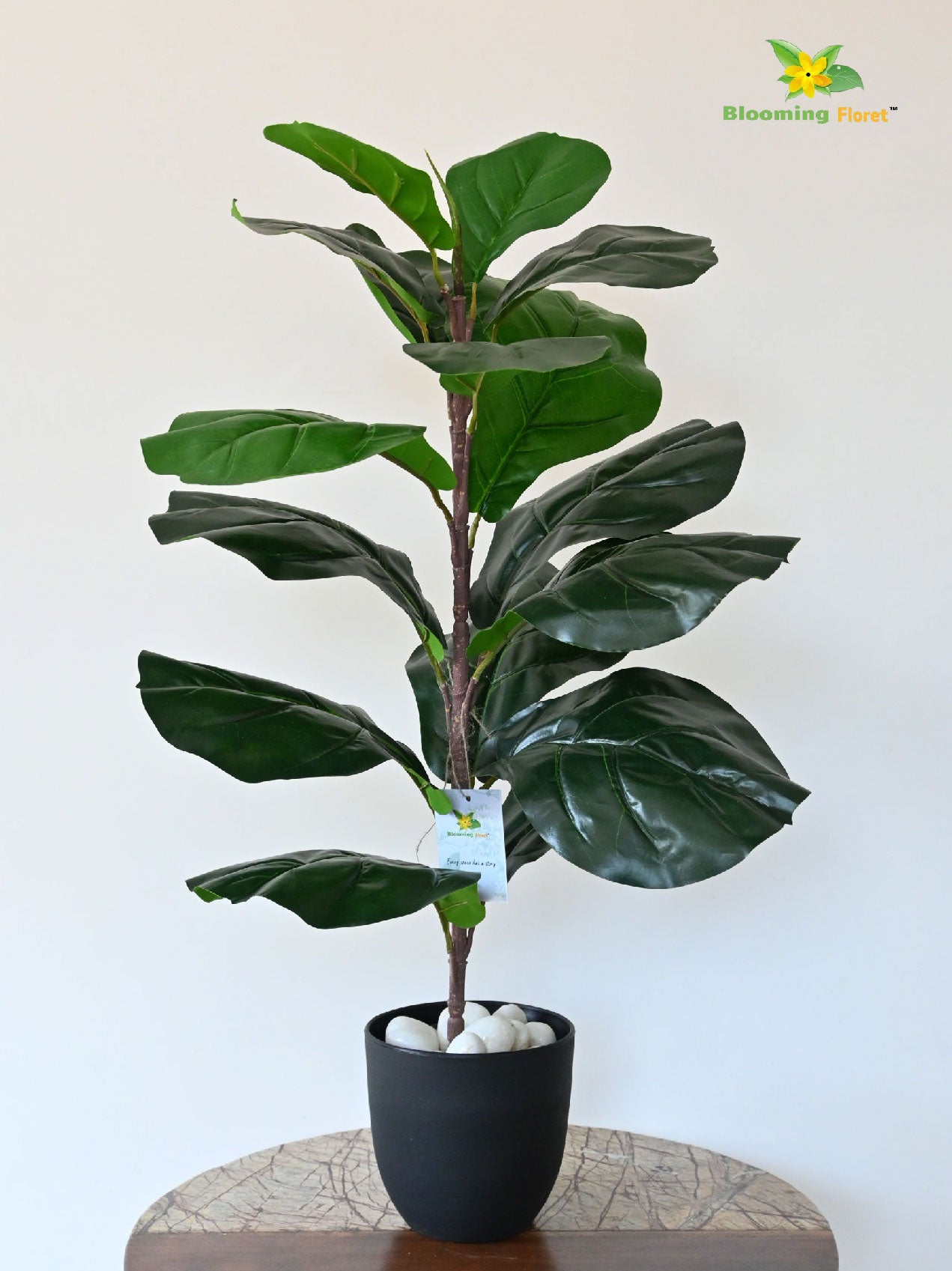 Artificial Fiddle-Leaf Fig Plant – 66 cm, 16 Leaves, Light & Dark Green, with Basic Pot