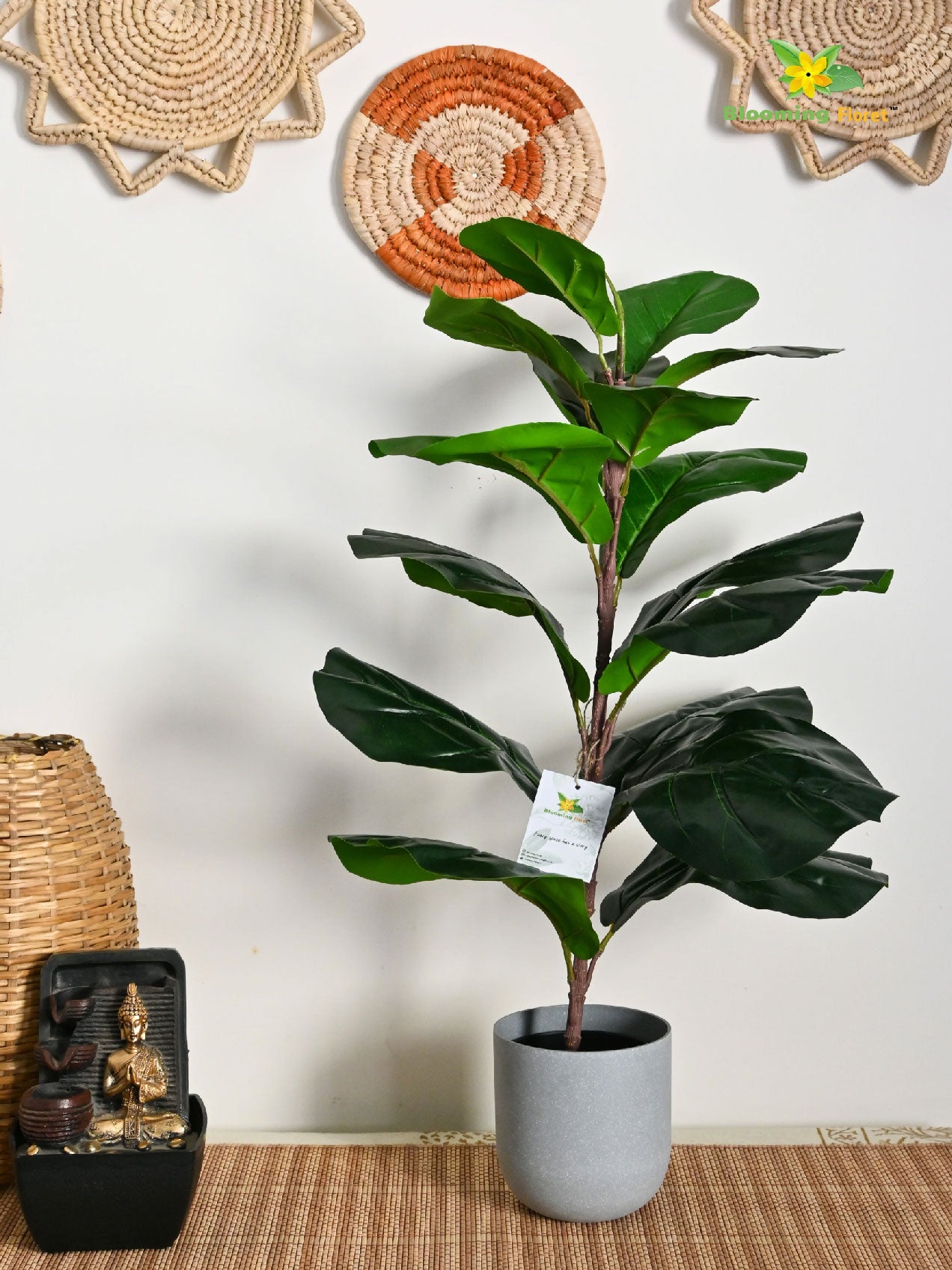 Artificial Fiddle-Leaf Fig Plant – 66 cm, 16 Leaves, Light & Dark Green, with Basic Pot