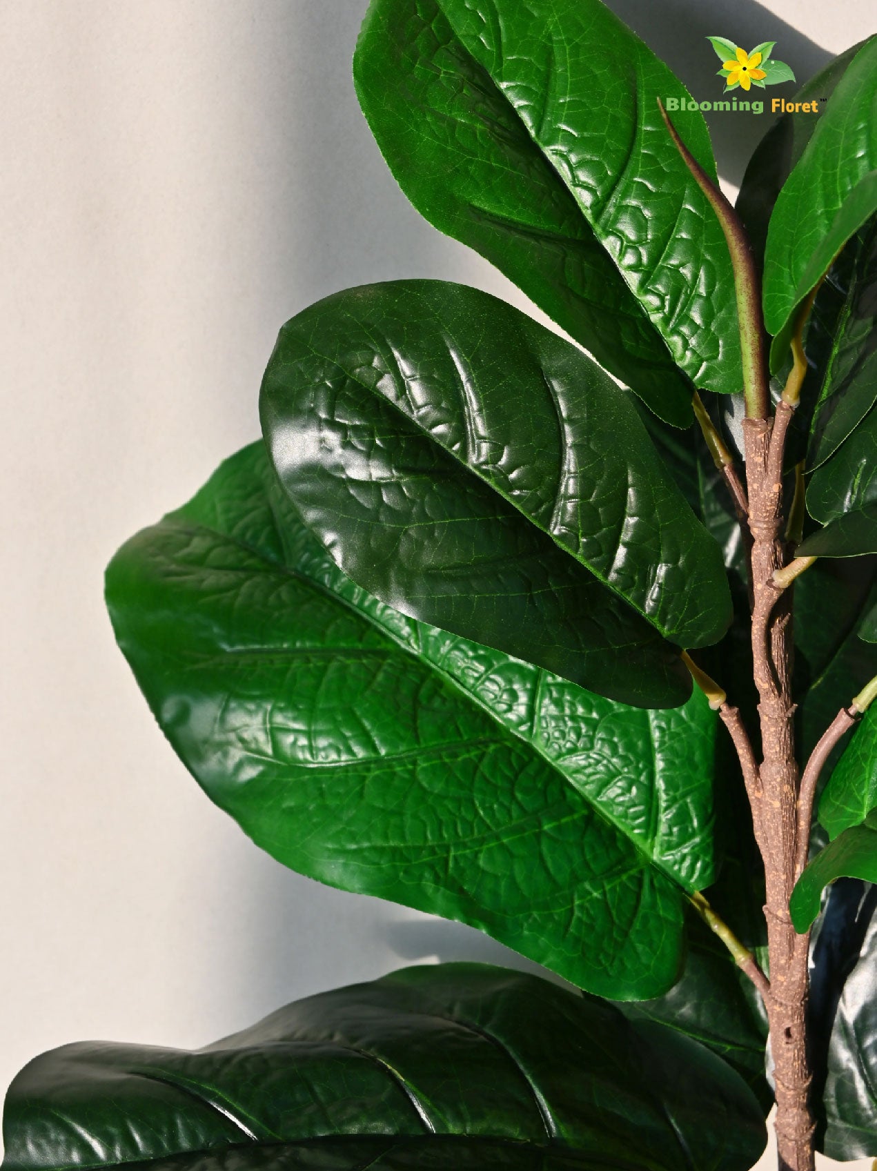 Artificial Fiddle-Leaf Fig Plant – 58.4 cm, 11 Leaves, Green Mix, with Basic Pot