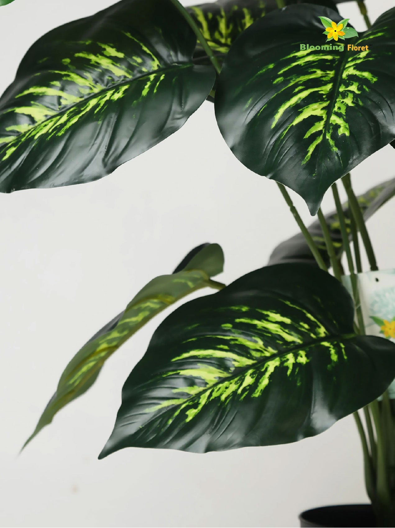 Artificial Philodendron Plant – 73.5 cm, 18 Green and Yellow Leaves, with Basic Pot
