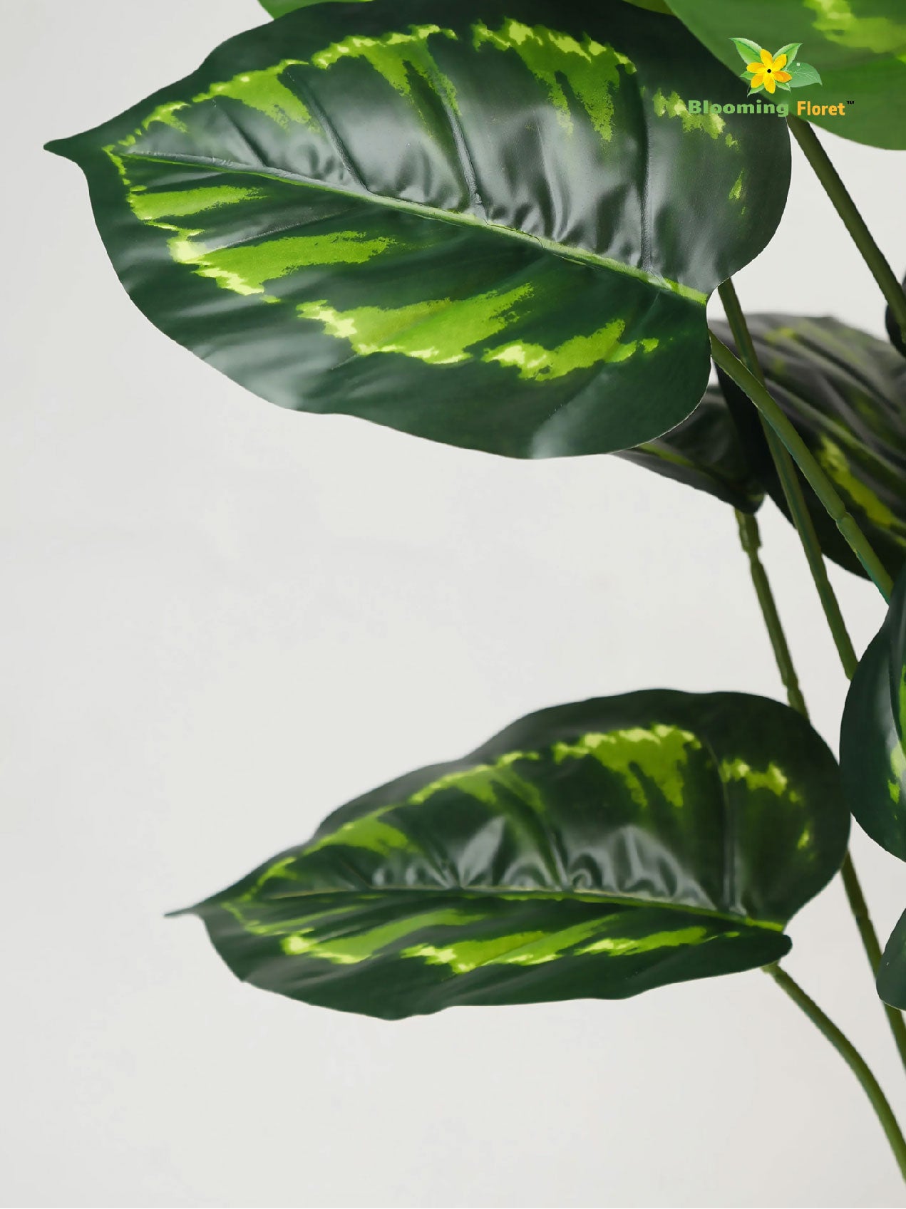 Artificial Philodendron Plant | Patterned Green Leaves | 73.5 cm | 18 Leaves | With Basic Pot