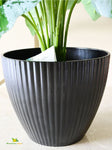 Elegant Ribbed Melamine Pot - Black and White