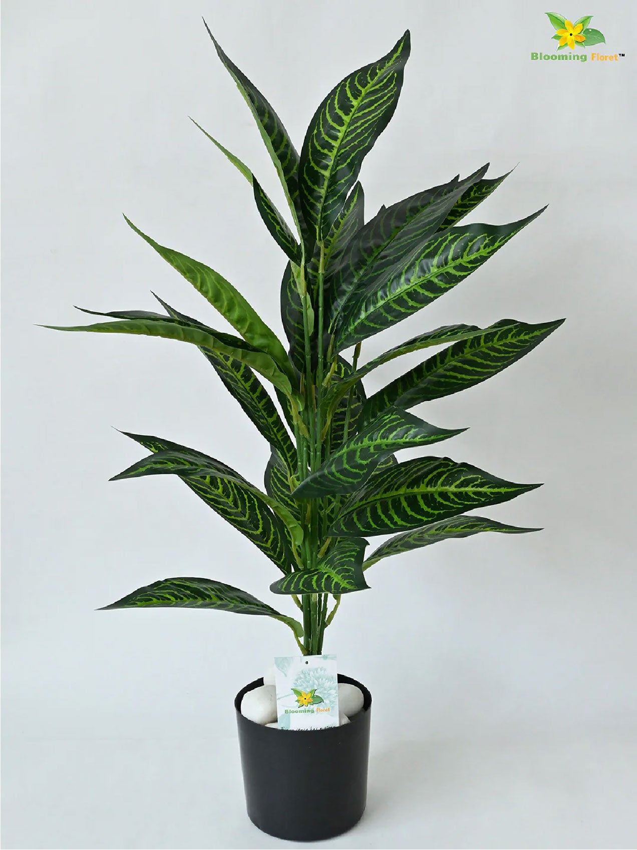 Artificial Green Iceton Croton Plant – 71 cm, 26 Leaves, with Pot