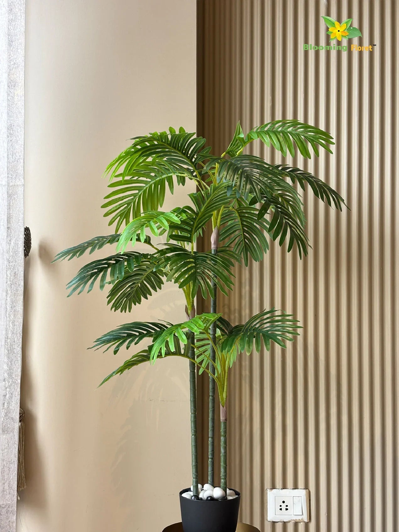 Artificial Areca Palm Plant – 109.2 cm, 27 Leaves, 3 Stem, with Basic Pot