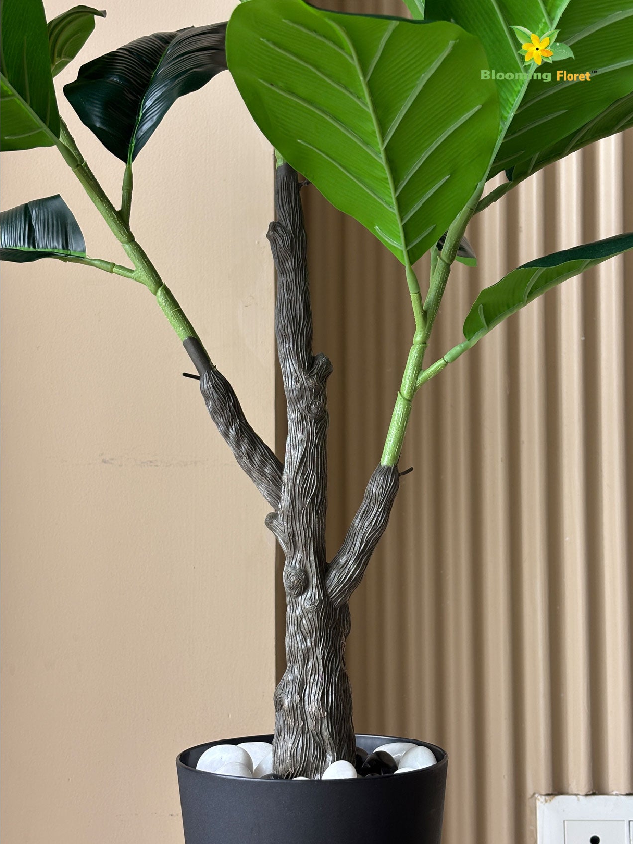 Artificial Jungle Velvet Plant – 95 cm, 33 Leaves, with Basic Pot