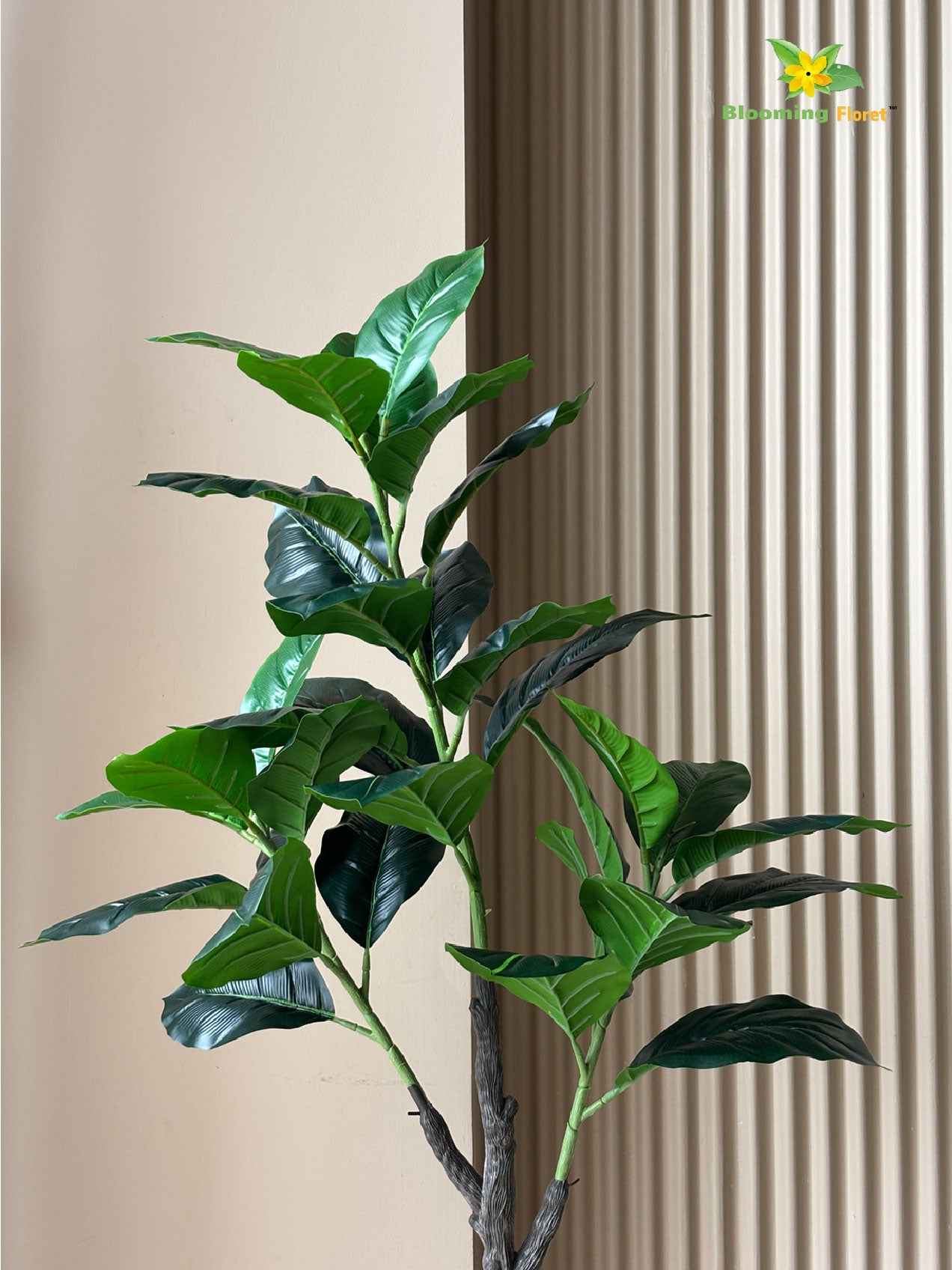 Artificial Jungle Velvet Plant – 95 cm, 33 Leaves, with Basic Pot