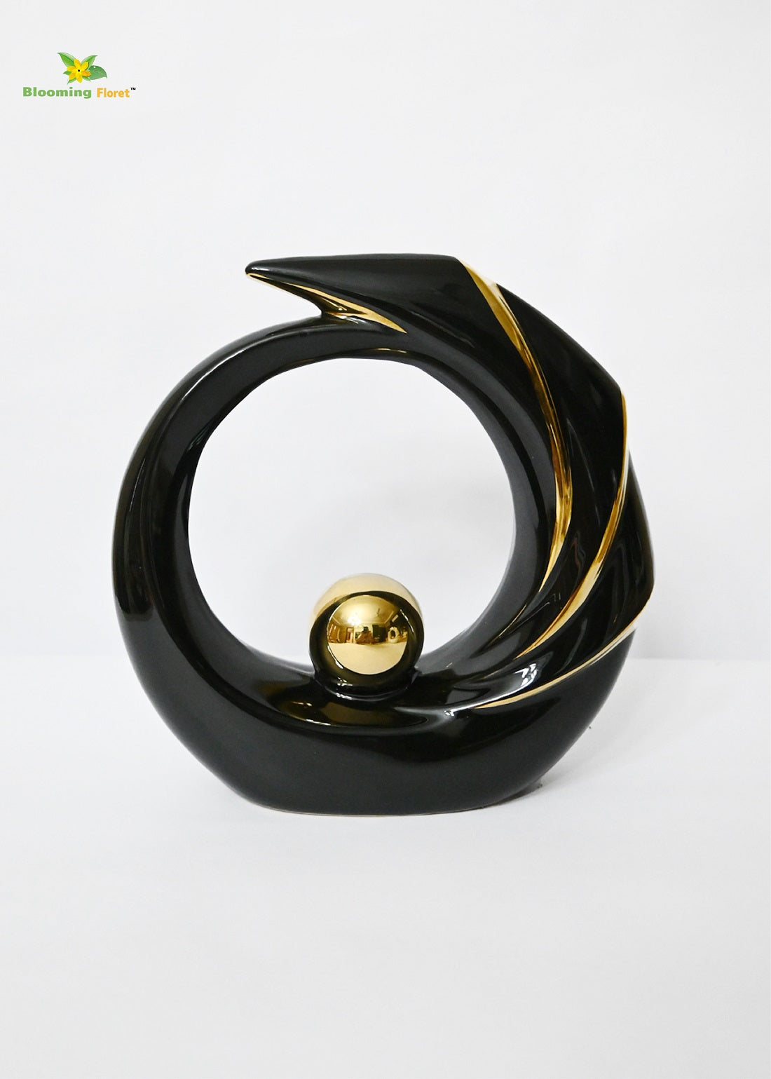 Modern Abstract Art Ceramic Statue | Black | 20 cm