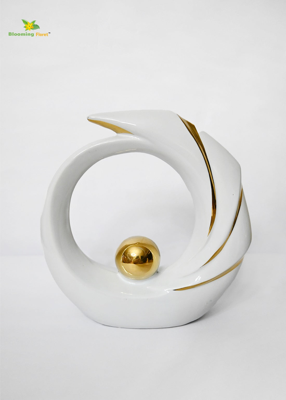 Modern Abstract Art Ceramic Statue - White