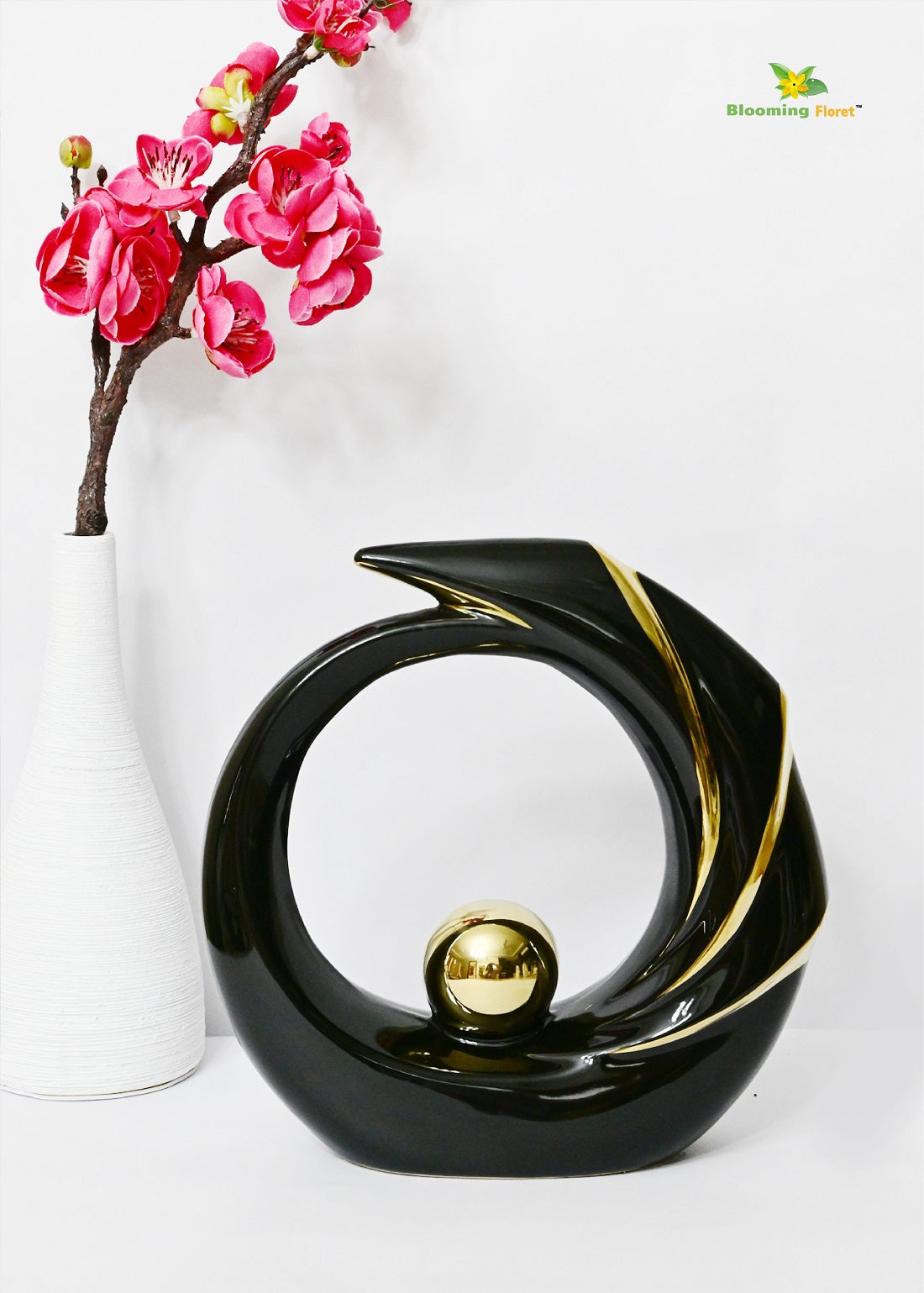 Modern Abstract Art Ceramic Statue - Black