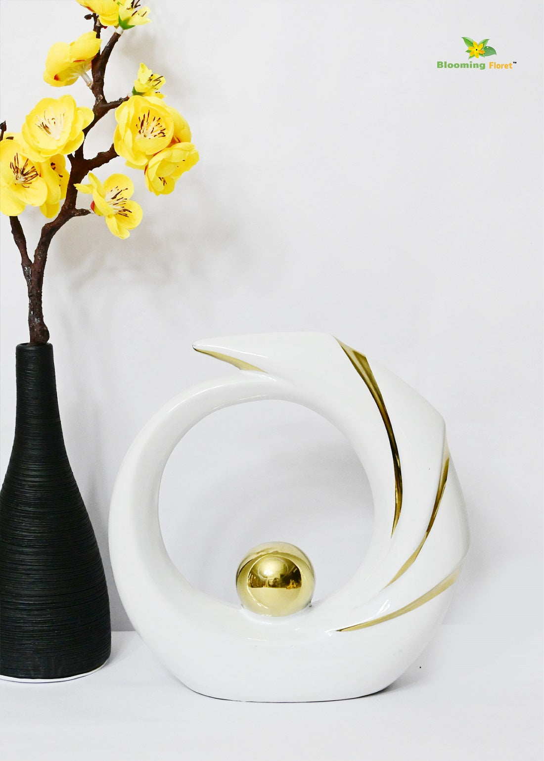 Modern Abstract Art Ceramic Statue | White | 20 cm