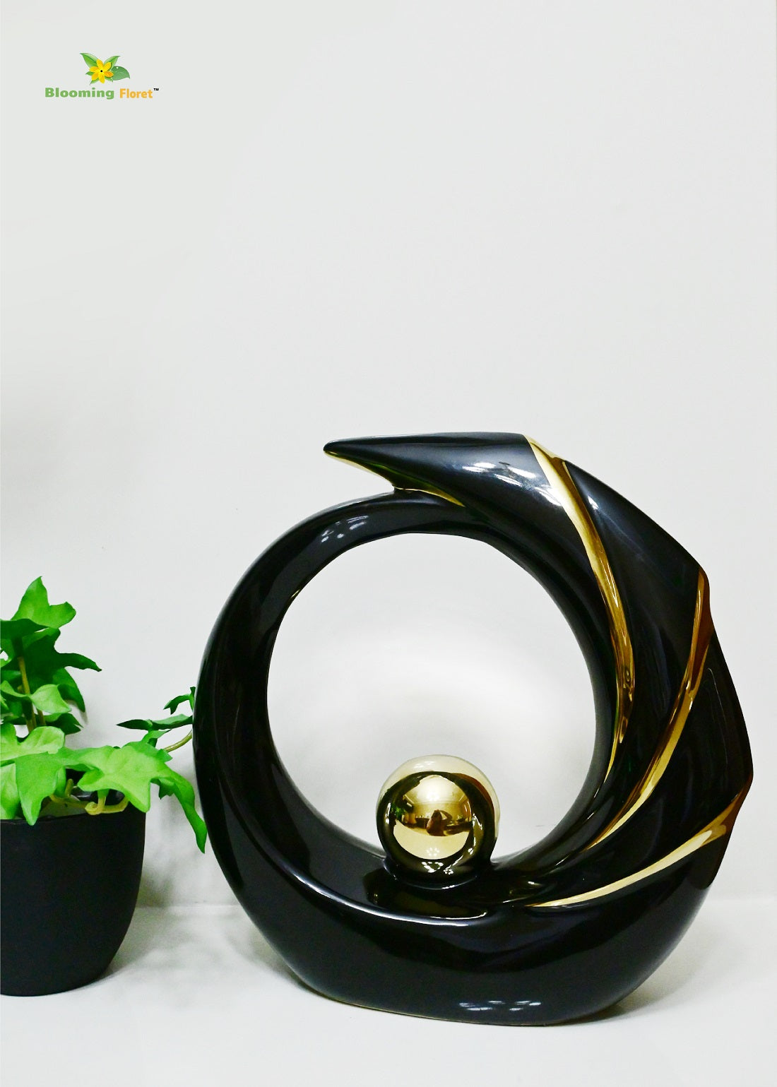 Modern Abstract Art Ceramic Statue | Black | 20 cm