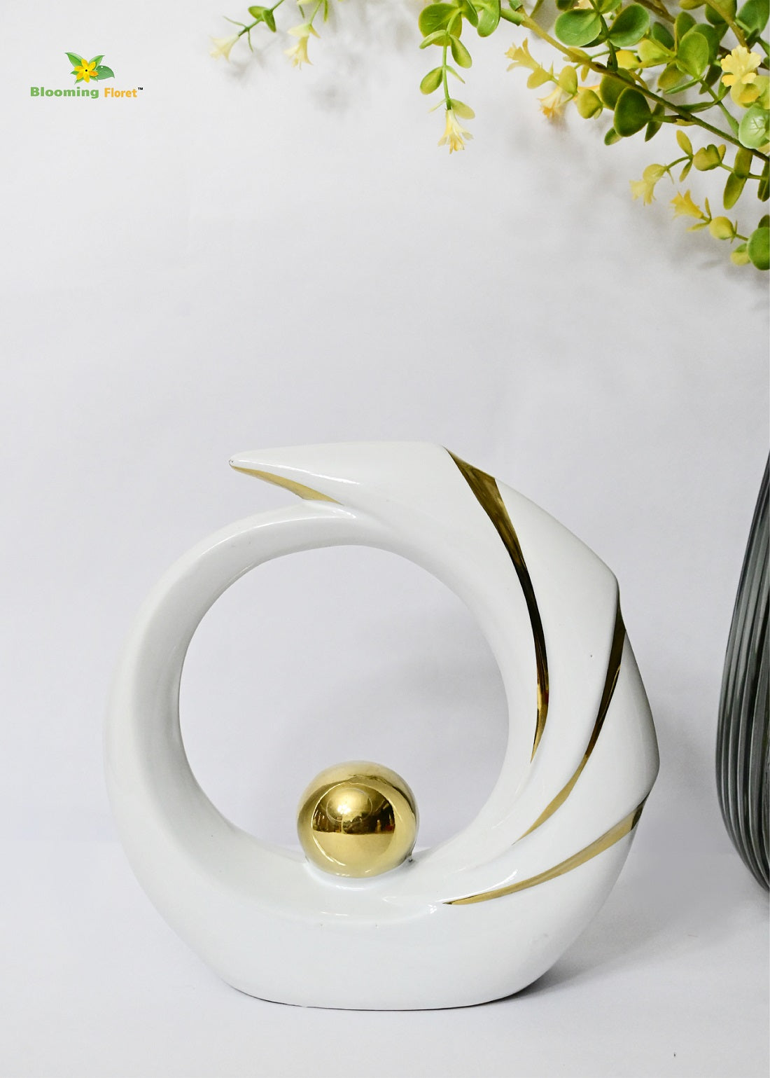 Modern Abstract Art Ceramic Statue - White