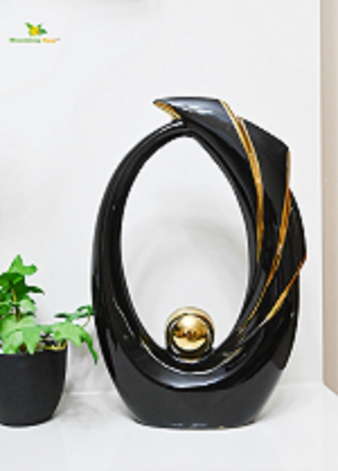 Modern Abstract Art Ceramic Statue - Black