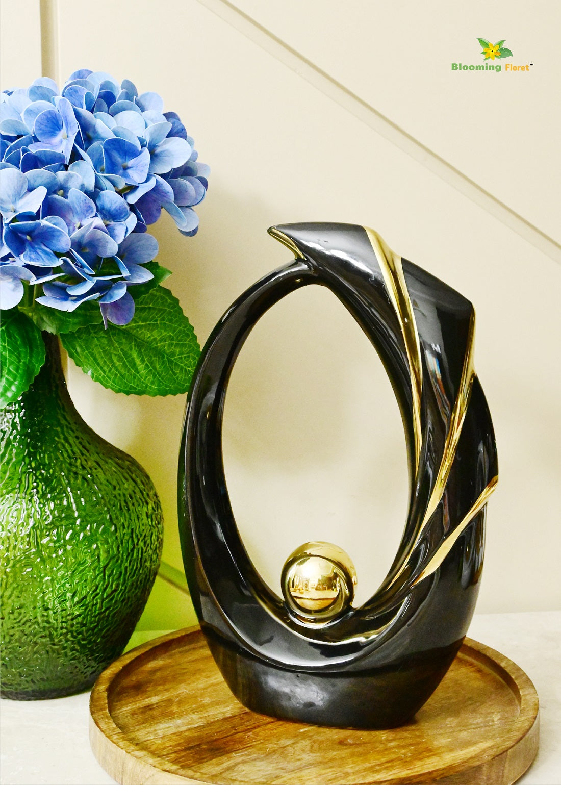 Modern Abstract Art Ceramic Statue - Black