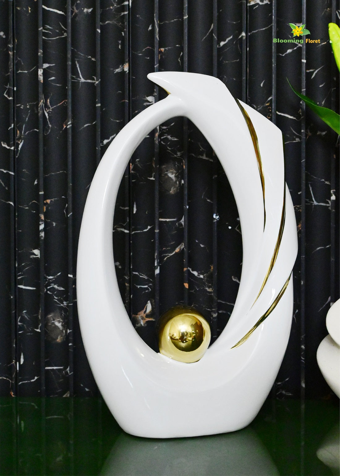 Modern Abstract Art Ceramic Statue - White
