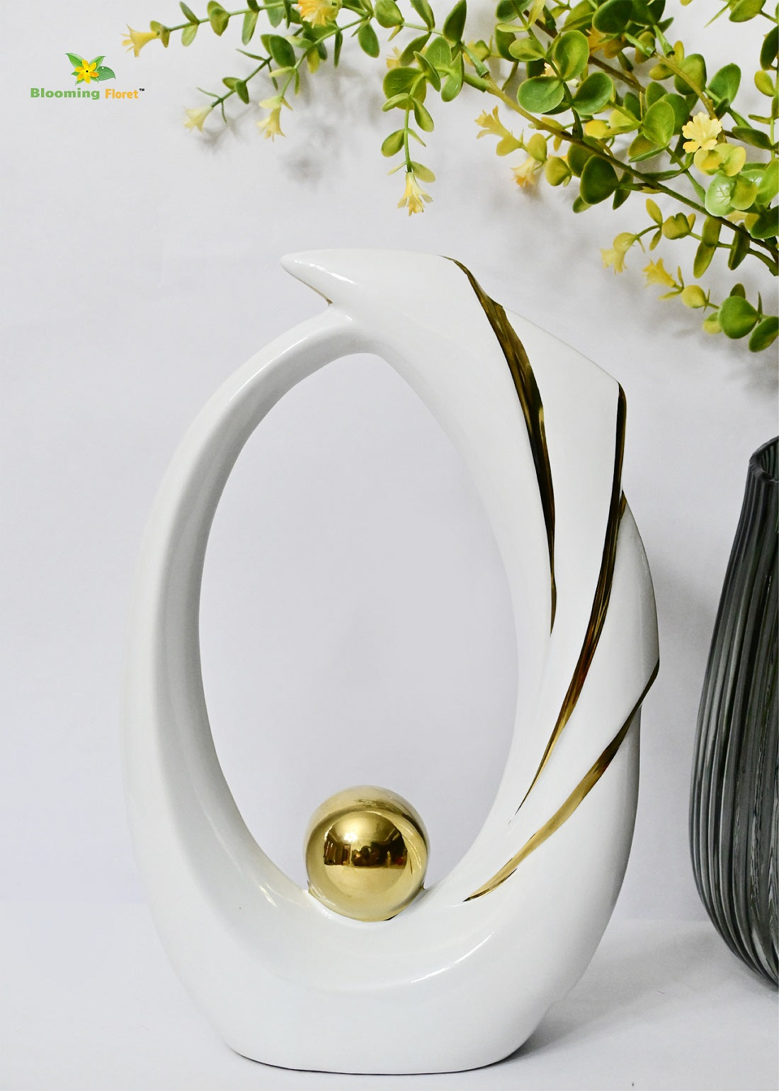 Modern Abstract Art Ceramic Statue - White