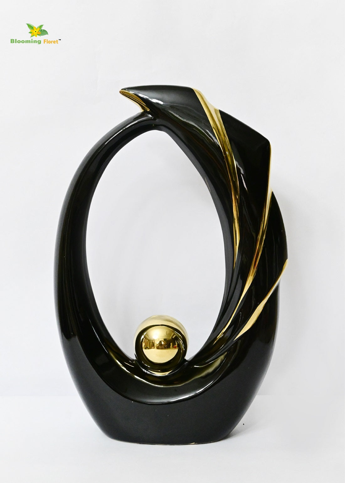 Modern Abstract Art Ceramic Statue - Black