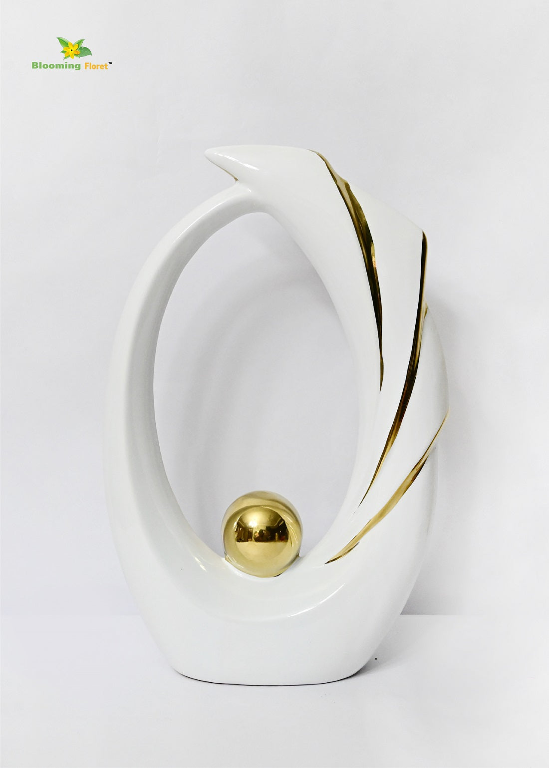 Modern Abstract Art Ceramic Statue | White | 30 cm