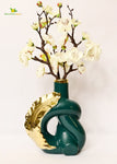 Modern Ceramic Leaf Vases - Green