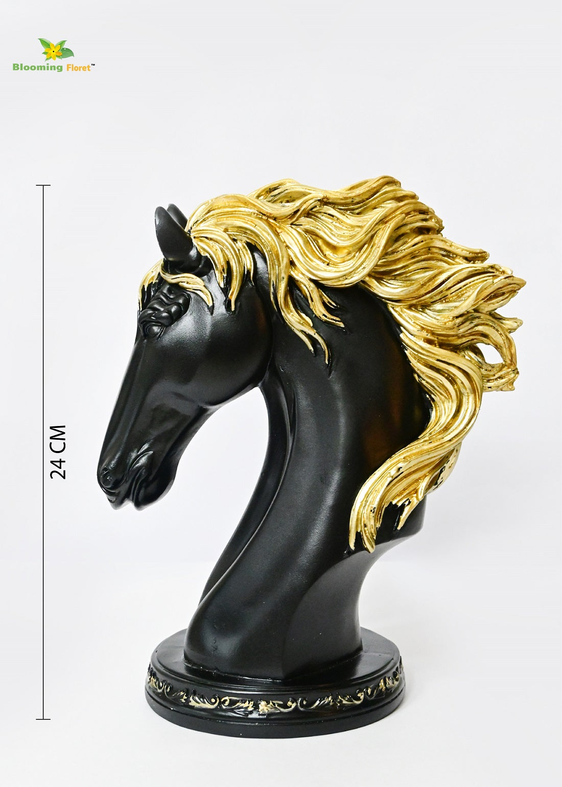 Majestic Equine Face Sculpture | Black | 24 cm