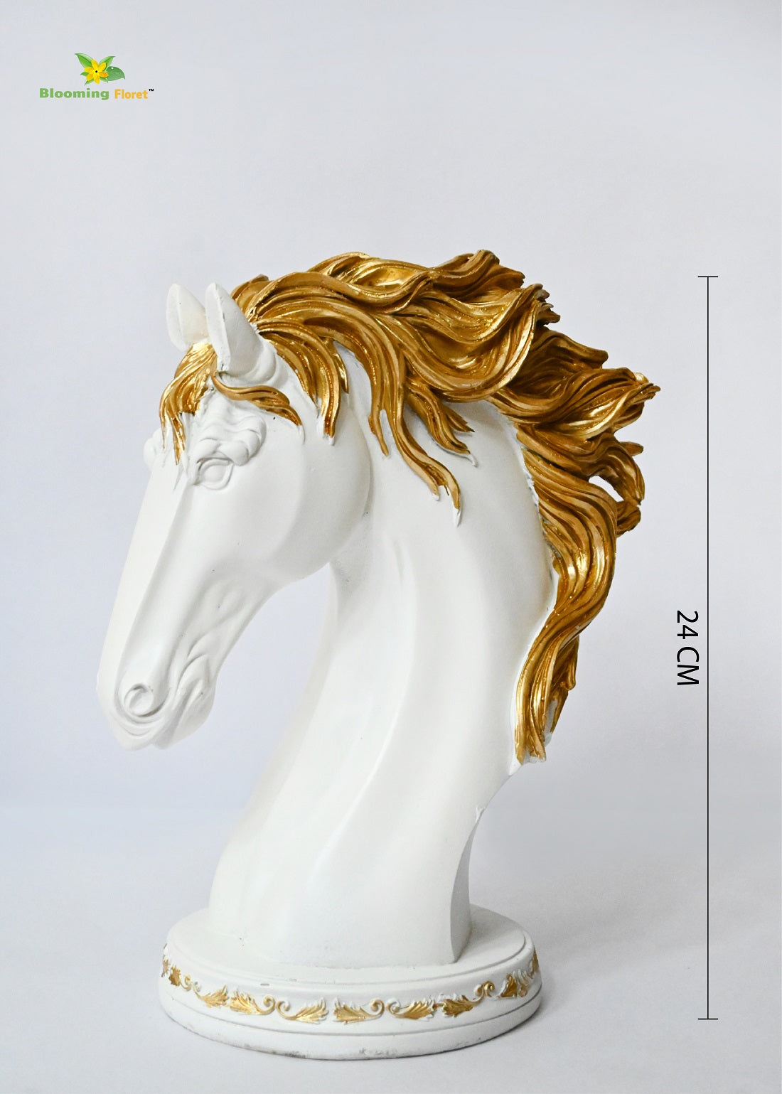Majestic Equine Face Sculpture | White | 24 cm