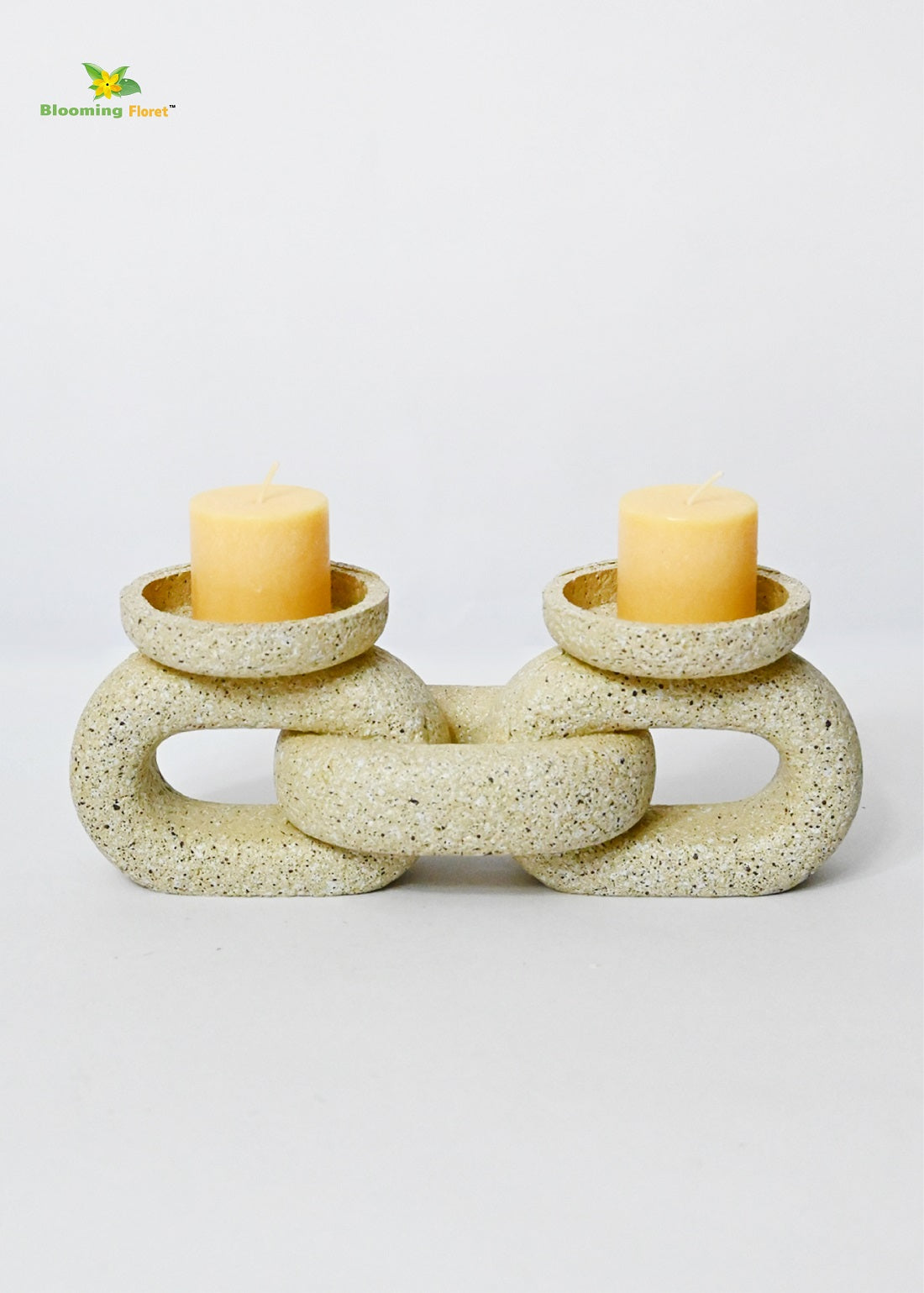 Stone Dual Candle Holder - Beige
