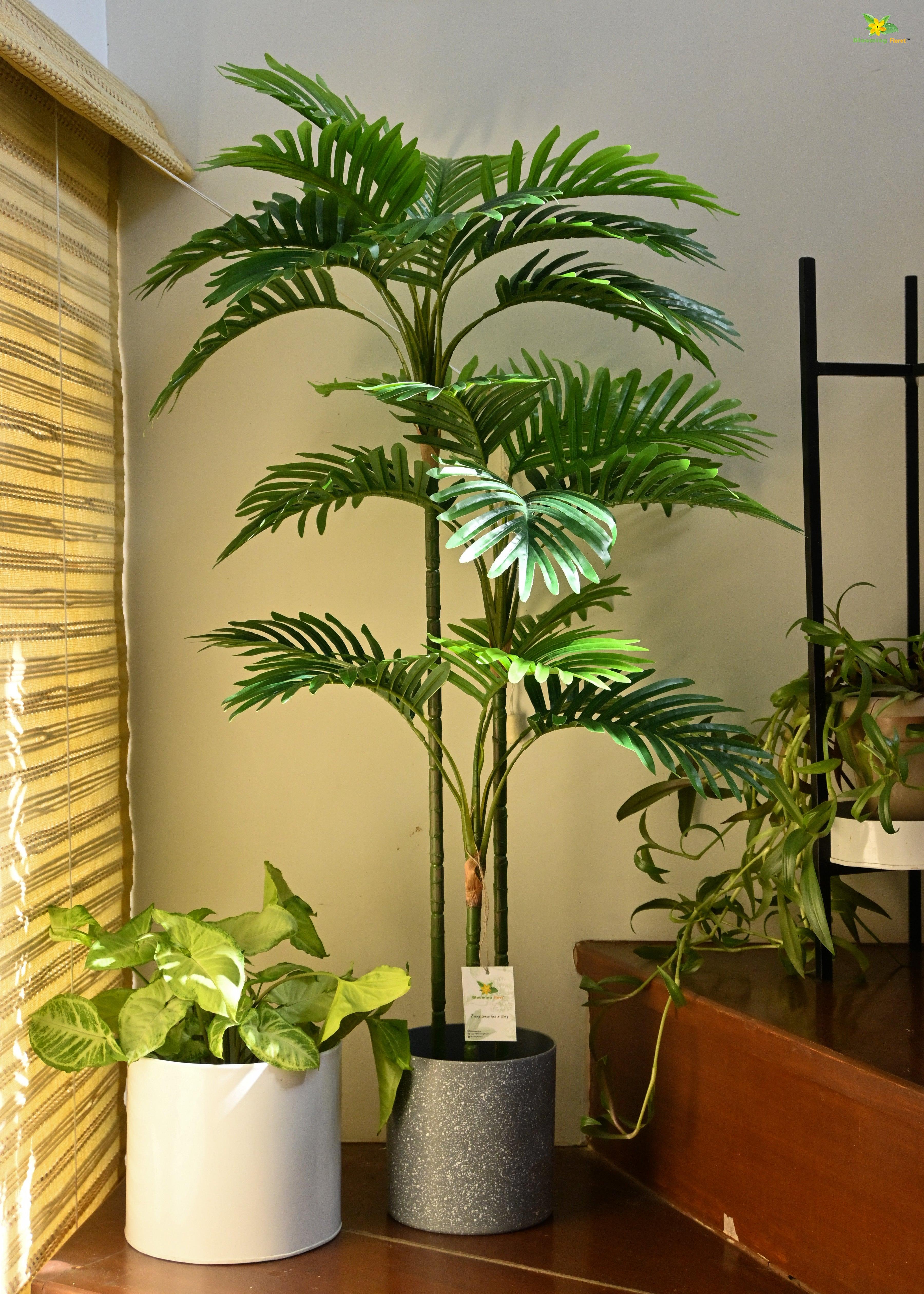 Artificial Areca Palm Plant for Decor 3 Stem 27 Leaves with Basic Pot | 109.2 cm