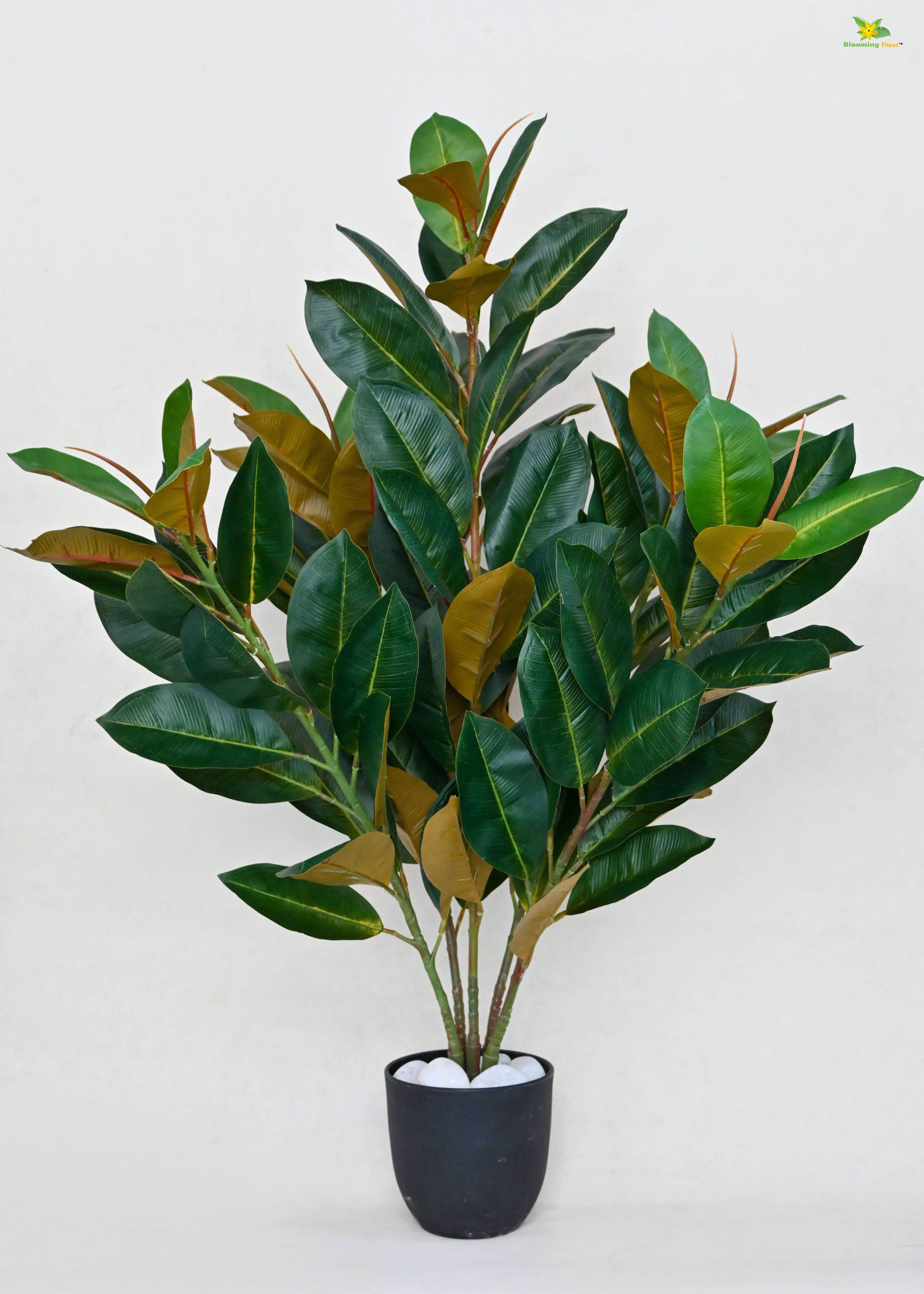 Artificial Rubber Plant for Decor | 104 Leaves with Basic Pot | 85 cm