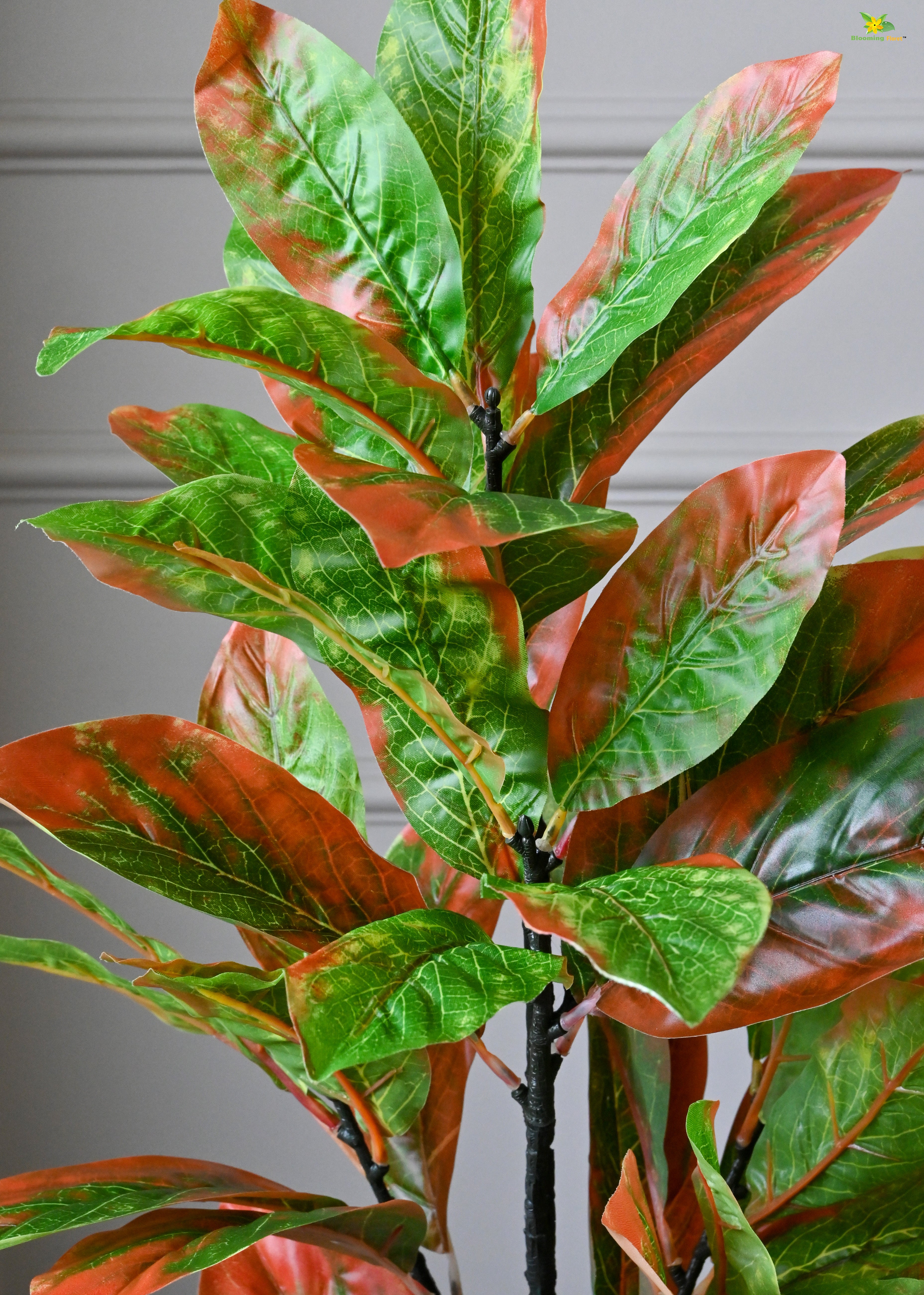 Artificial Croton Plant for Decor 30 Leaves with Basic Pot | 65 cm