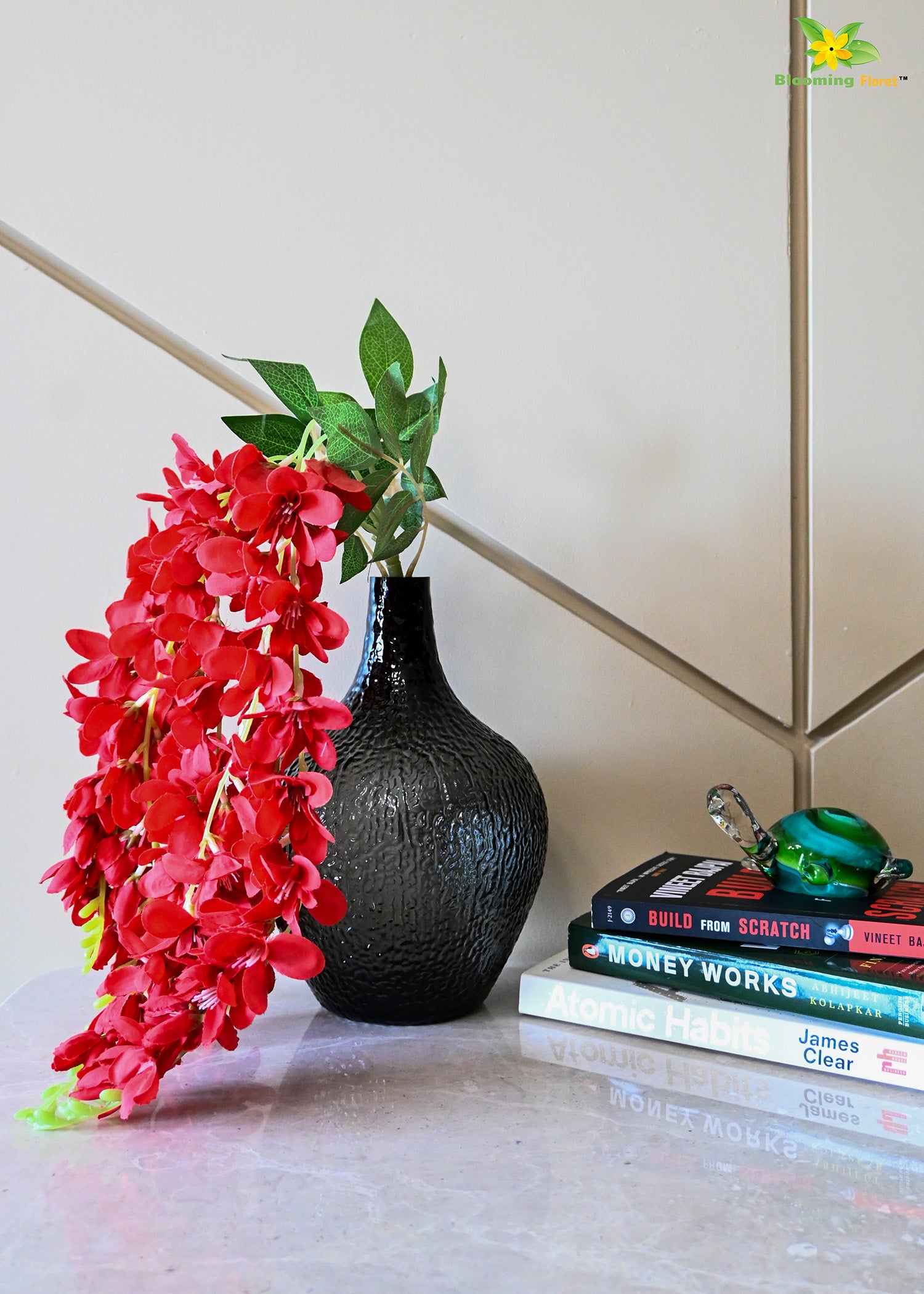 Globular Glass Vase | Black | 25 cm