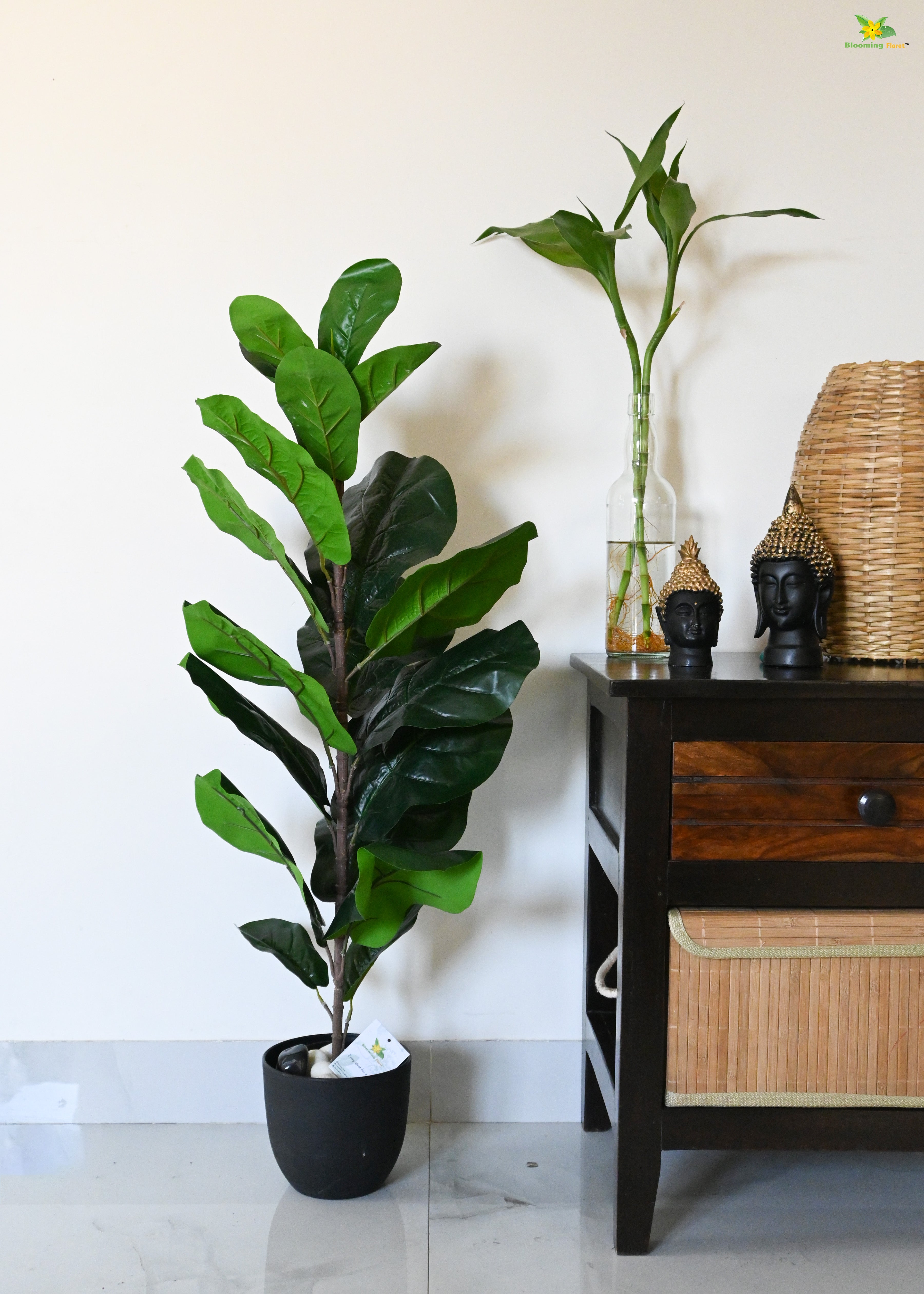 Artificial Fiddle-Leaf Fig Plant for Decor 21 Leaves with Basic Pot | 86.3 cm