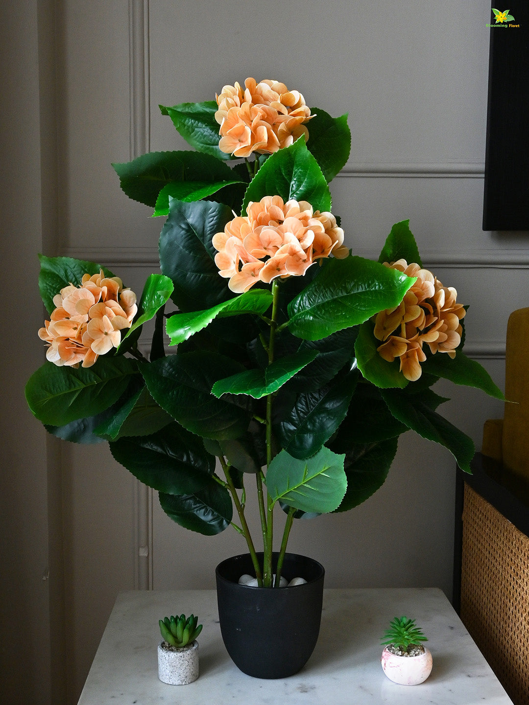 Artificial Hydrangea Flower Bunch - Orange