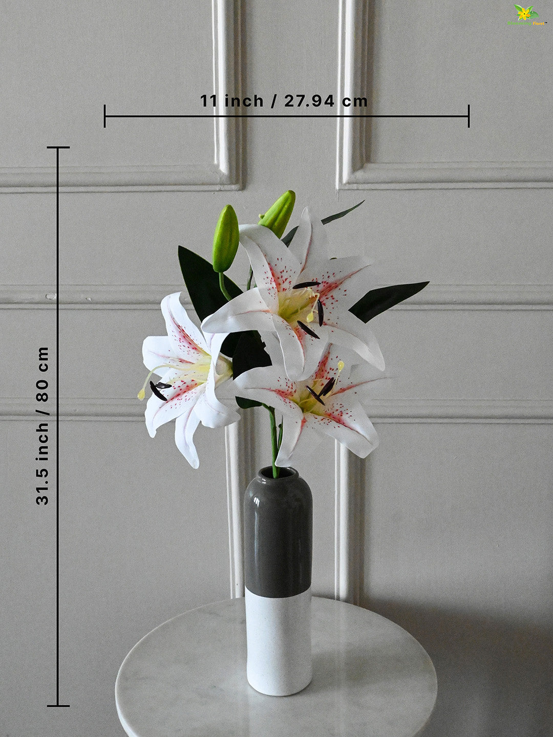 Artificial Lily Flower Stick - White, Yellow
