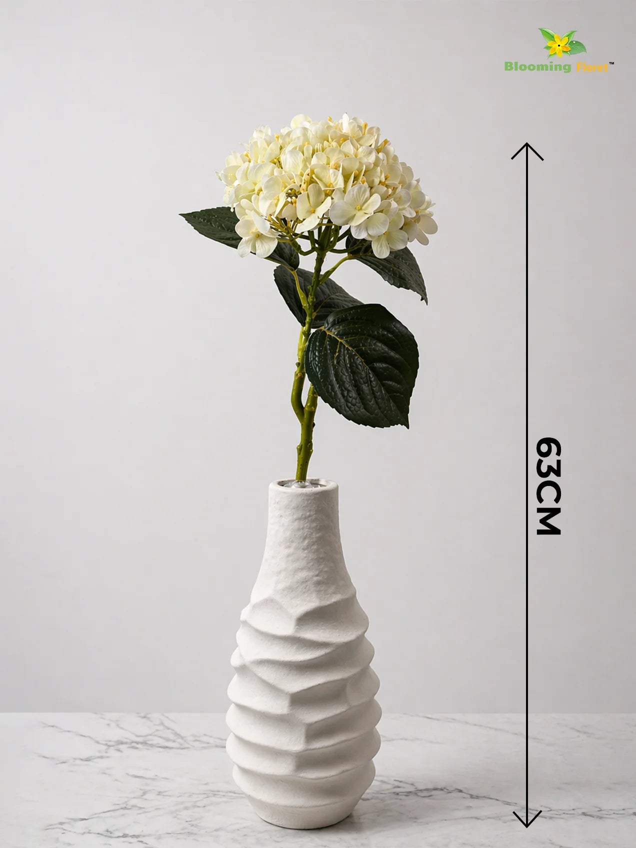 Hydrangea Flower Stick | White | 63 cm